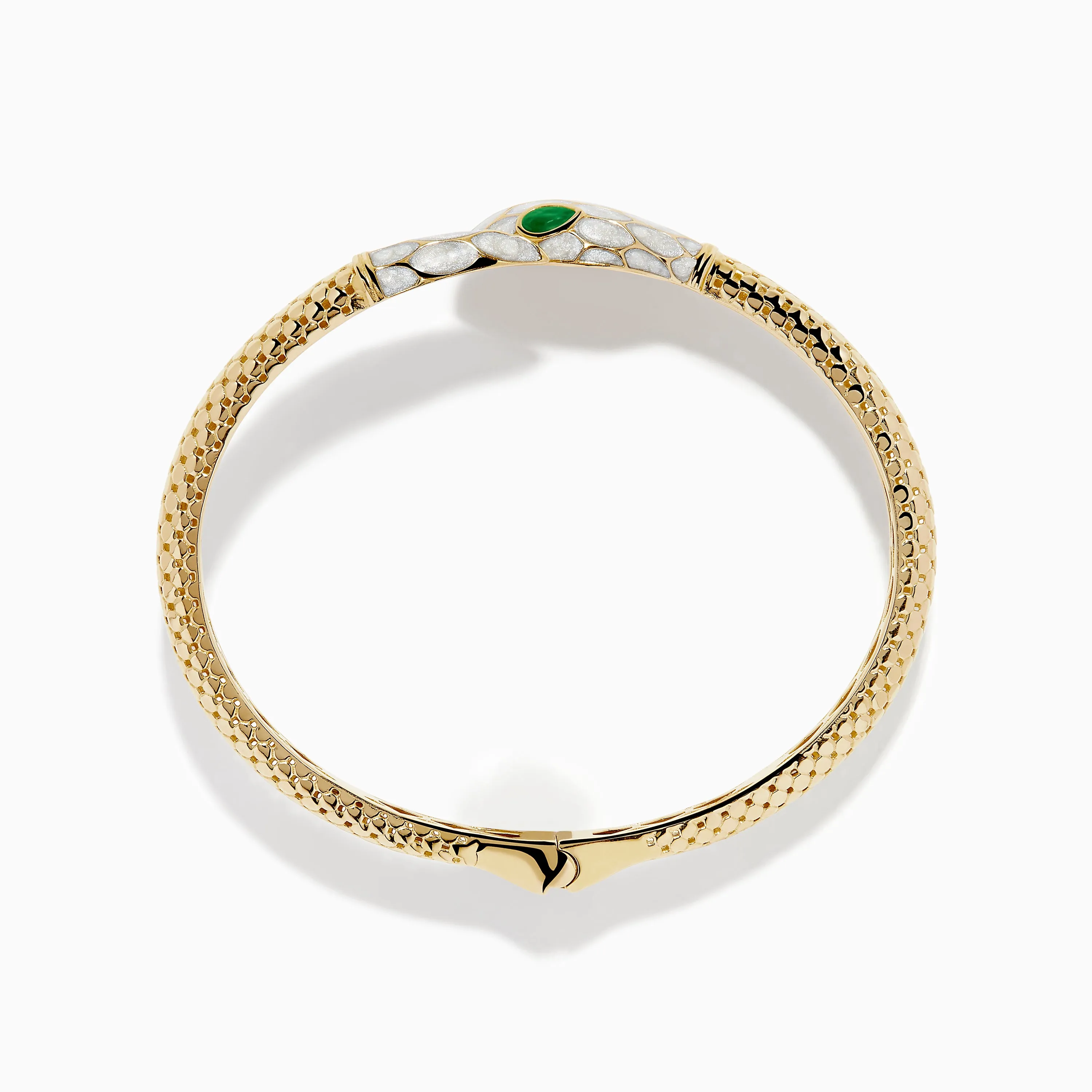 14K Yellow Gold White and Green Enamel Snake Bypass Bangle sold by Effy product image thumbnail 3