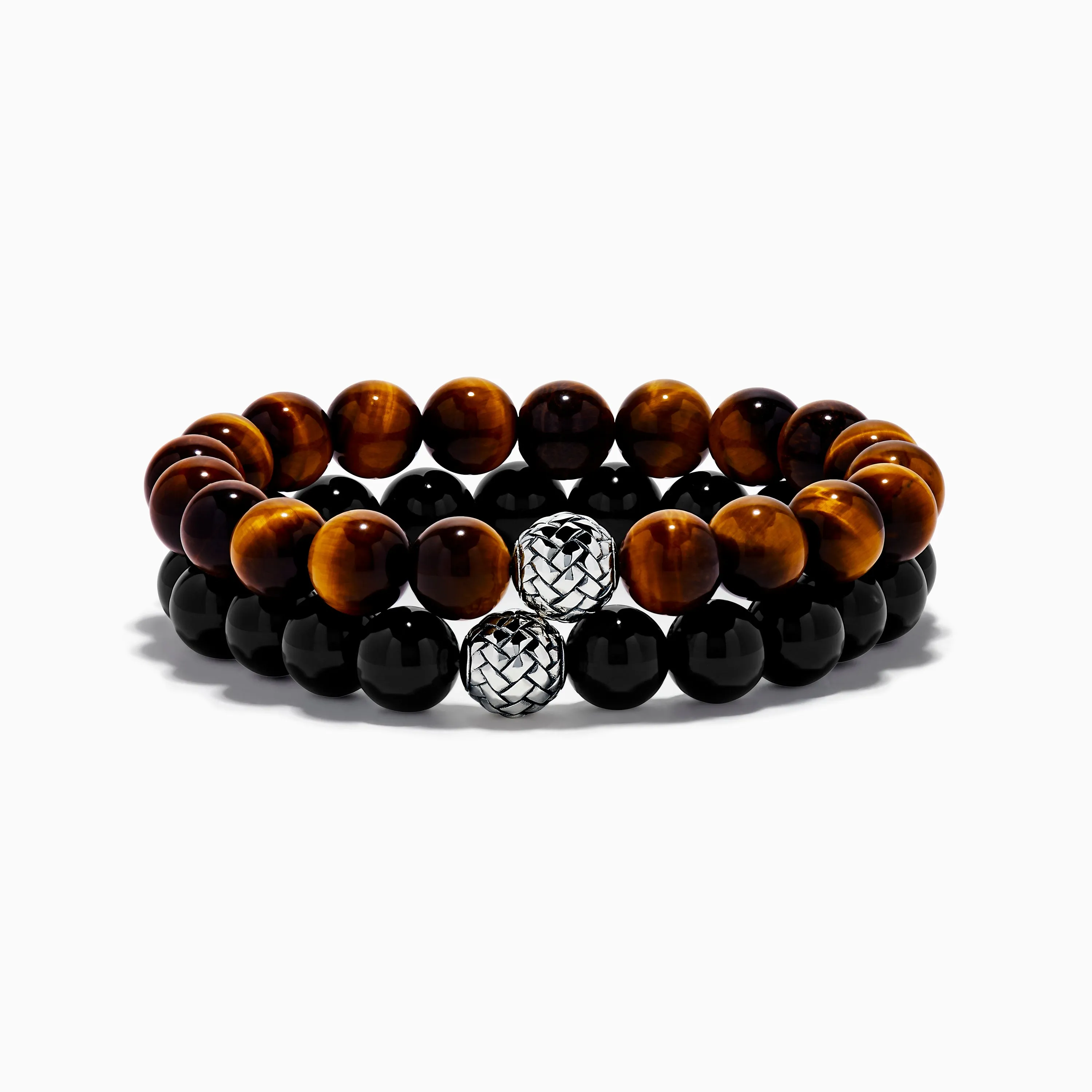 Tiger's Eye and Onyx Beaded 2-Piece Bracelet Set with Sterling Silver sold by Effy