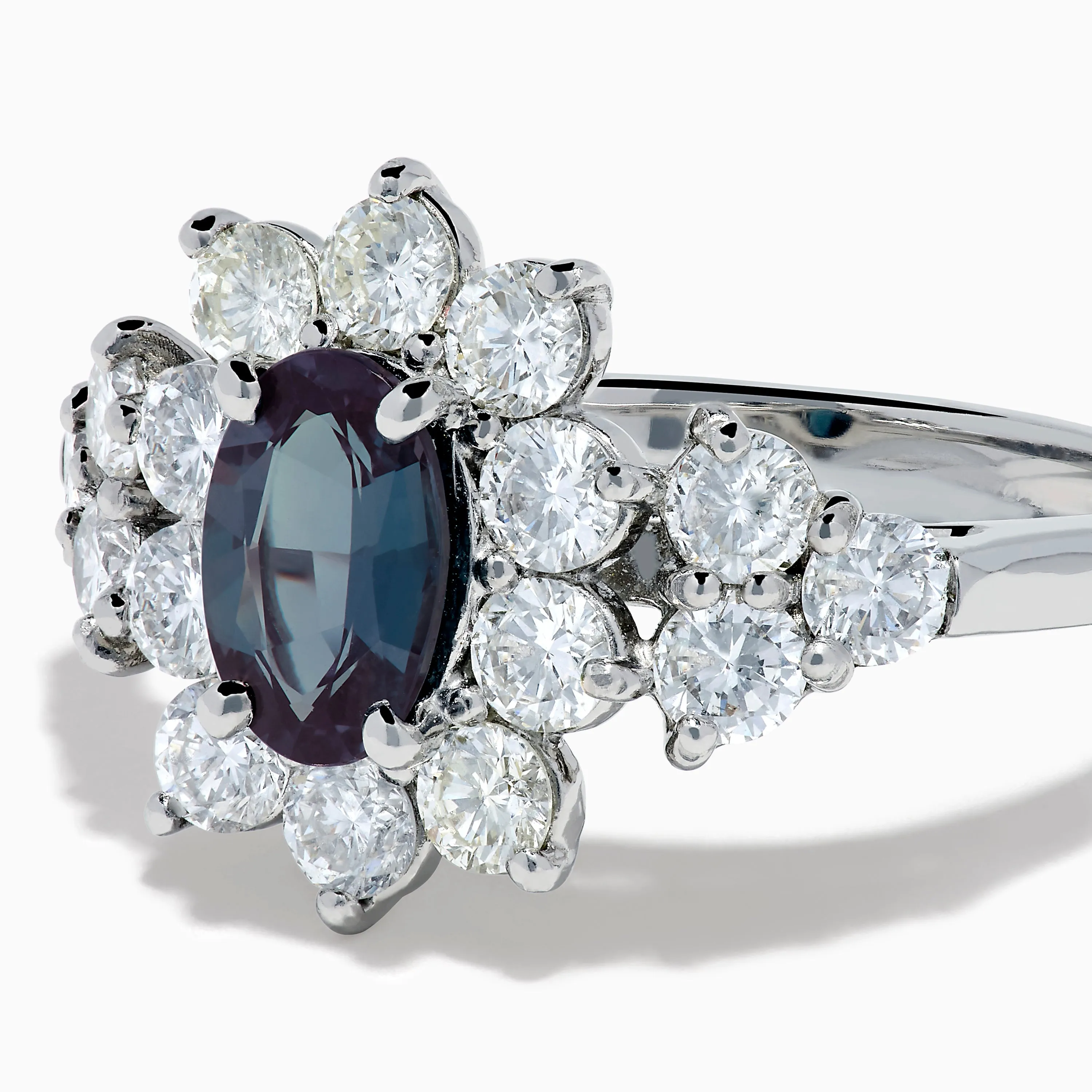 Platinum GIA Certified Alexandrite and Diamond Starburst Halo Ring sold by Effy product image thumbnail 2