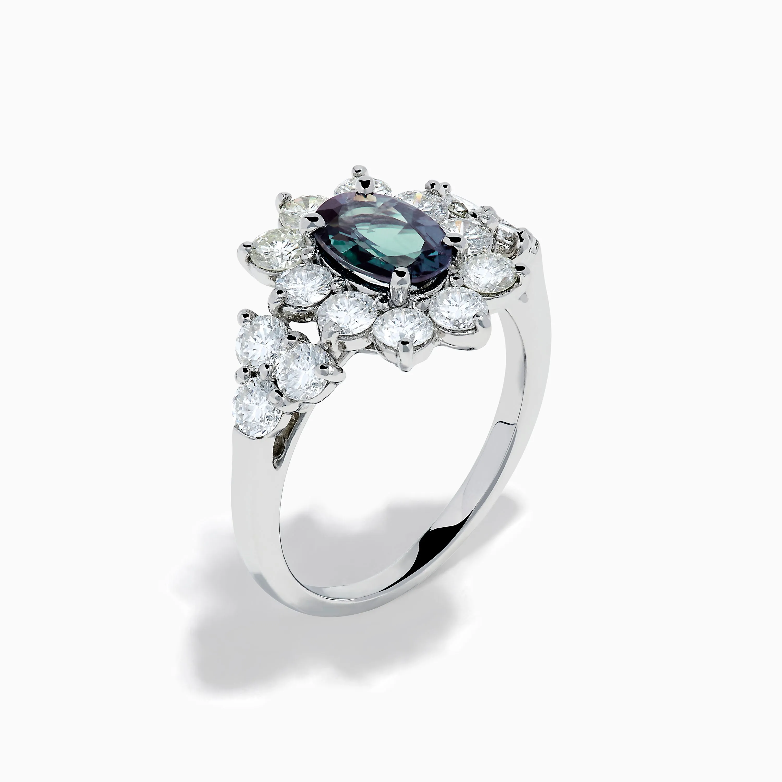 Platinum GIA Certified Alexandrite and Diamond Starburst Halo Ring sold by Effy product image thumbnail 4