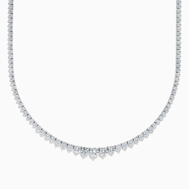 Lab Grown Round Diamond 12.00ct Graduated Tennis Necklace in 14K White Gold made by Effy