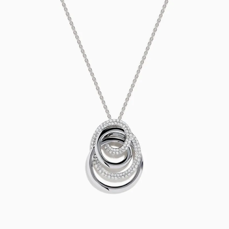 14K White Gold Diamond Overlapping Circle Pendant made by Effy
