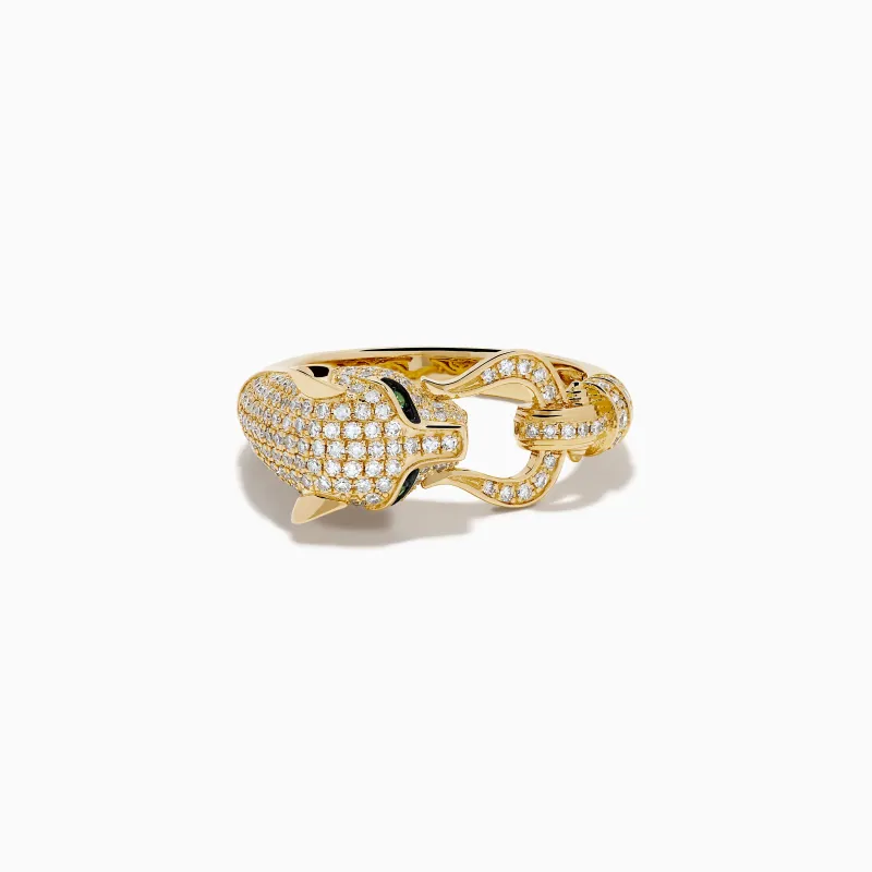 Signature 14K Yellow Gold Diamond Panther Ring made by Effy
