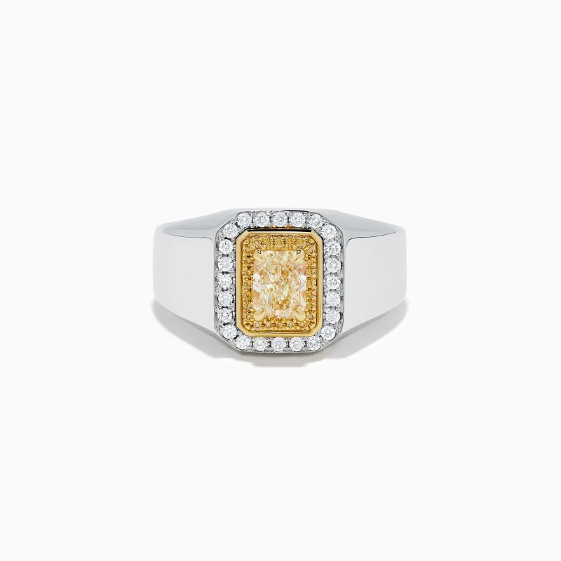 Men's 18K Two Tone Yellow and White Diamond Ring made by Effy
