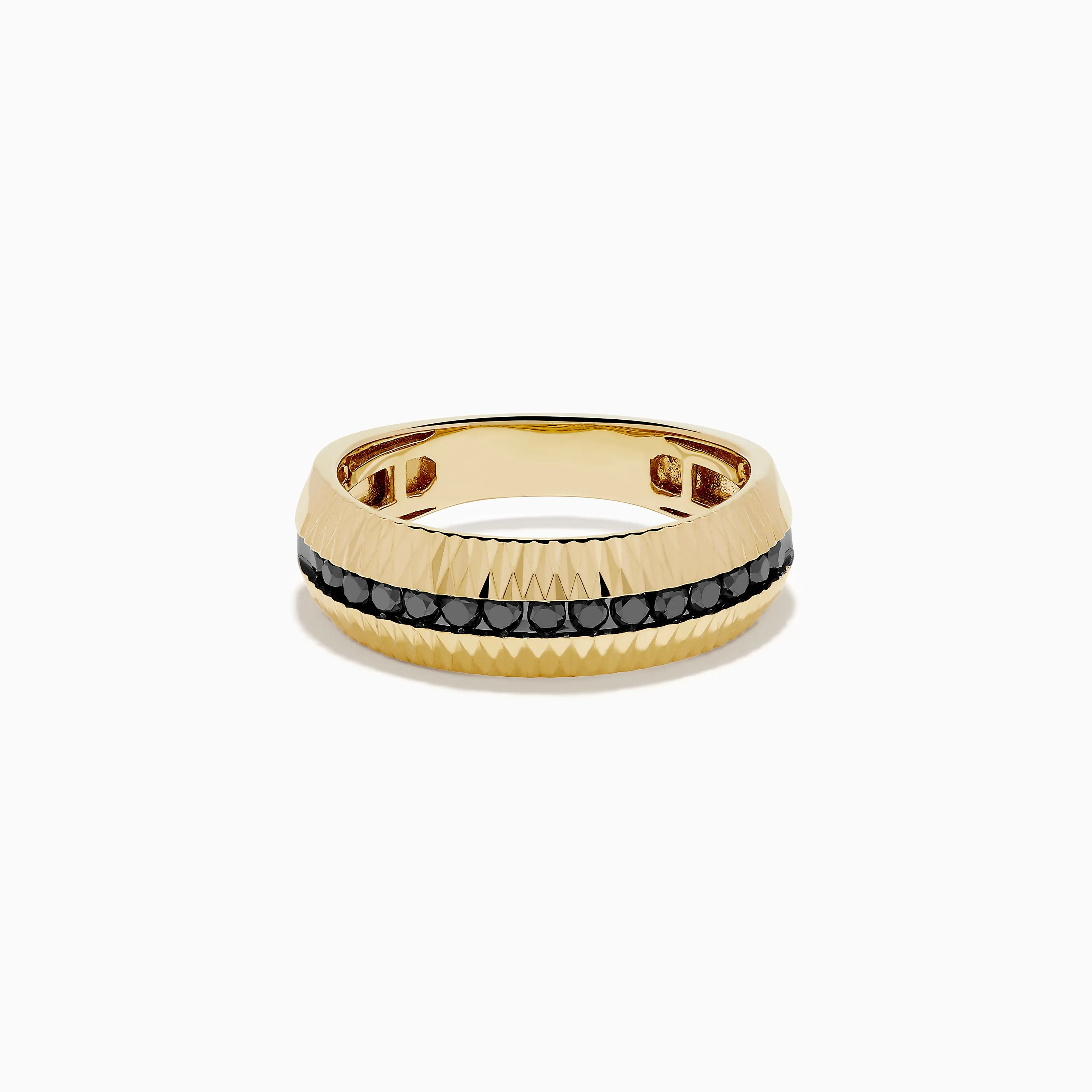 Men's 14K Yellow Gold Black Diamond Geometric Ring sold by Effy
