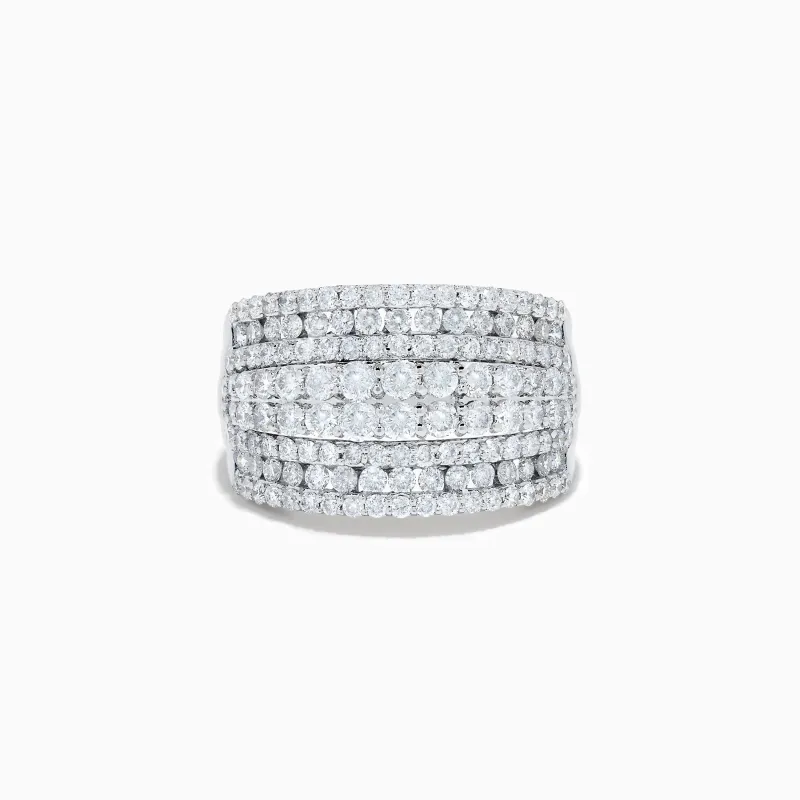 14K White Gold Diamond Multi-Row Pave Ring made by Effy