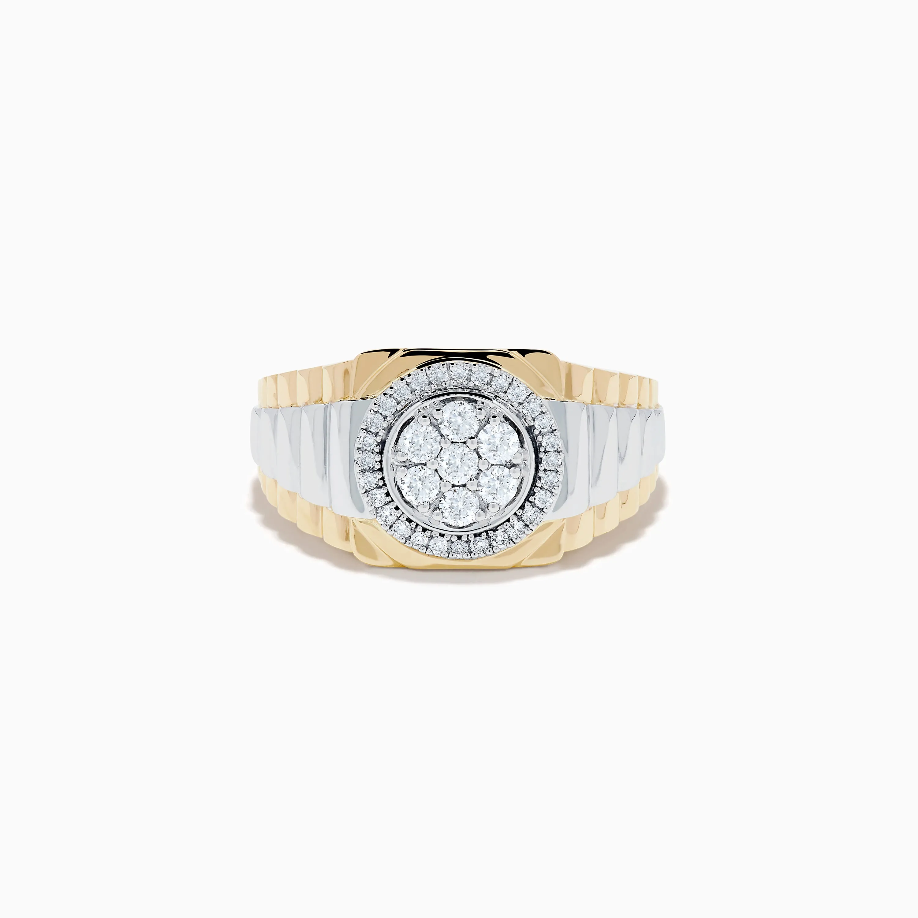 Men's 14K Two Tone Gold Diamond Signet Ring sold by Effy