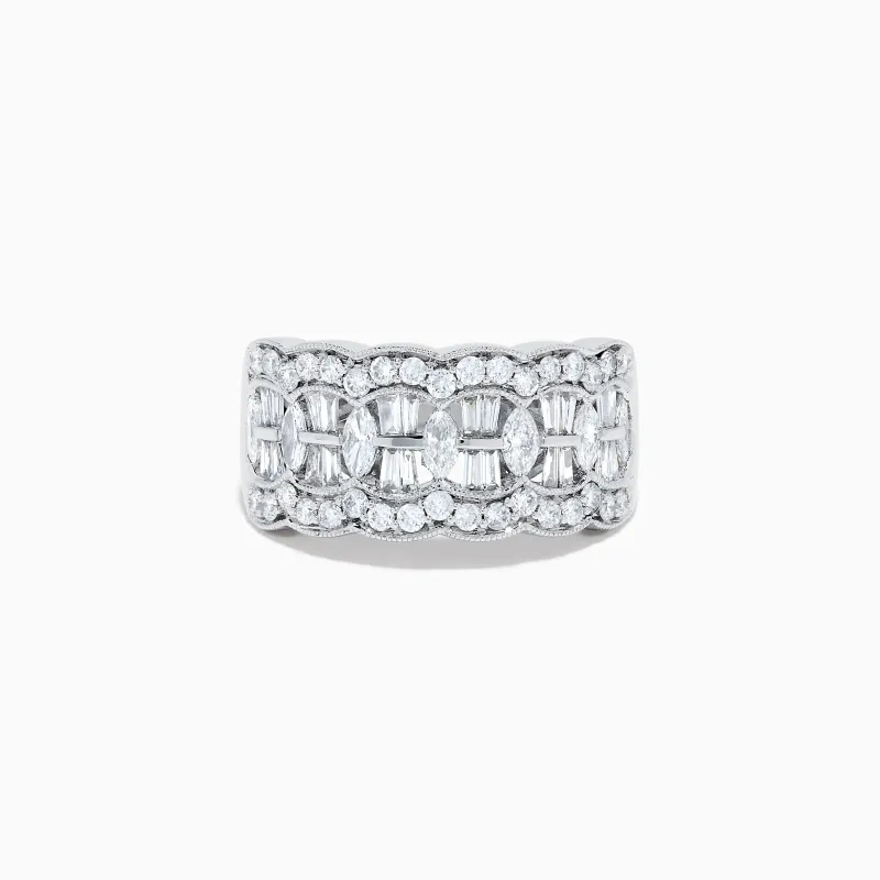 14K White Gold Diamond Multi Shape Ring made by Effy