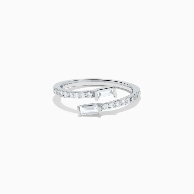 14K White Gold Diamond Bypass Ring made by Effy