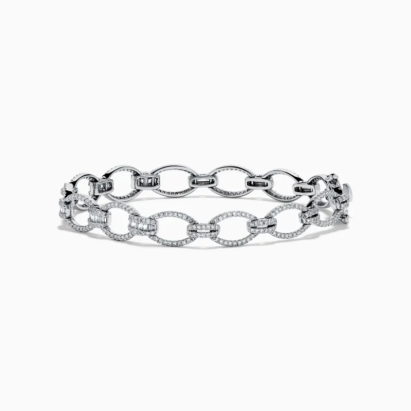 14K White Gold Diamond Oval Link Bracelet made by Effy