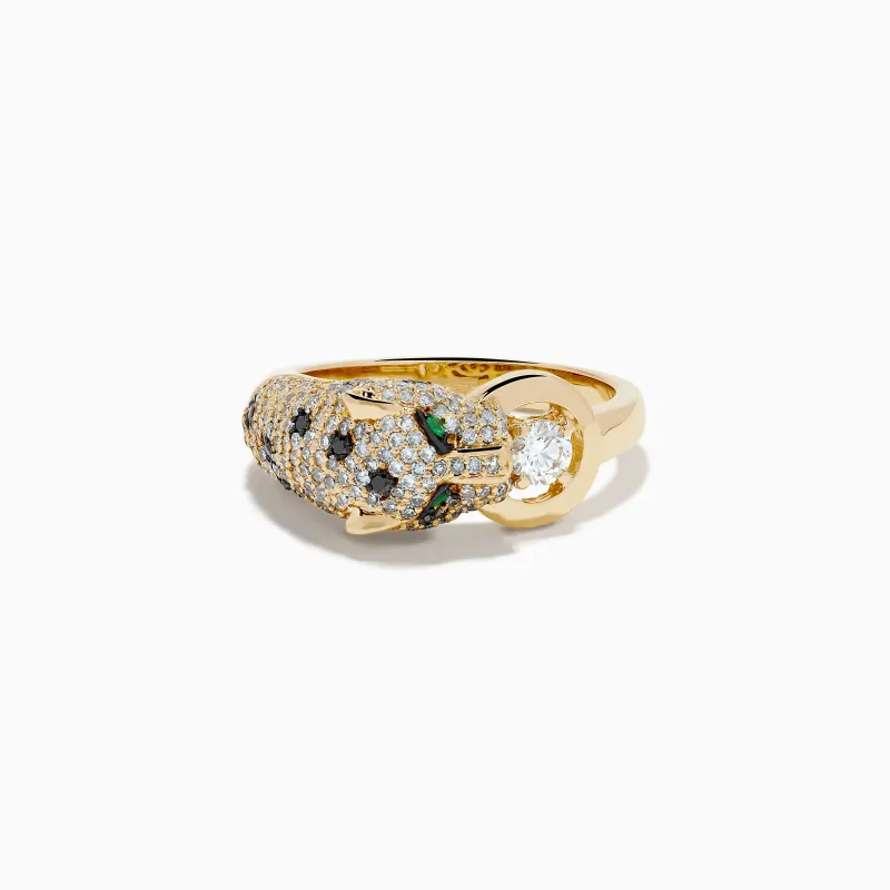 Signature 14K Yellow Gold Diamond Panther Ring made by Effy