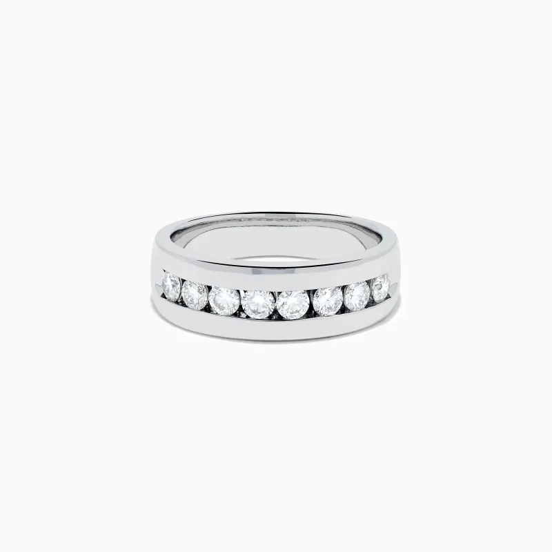 Men's 14K White Gold Diamond Channel Set Ring made by Effy