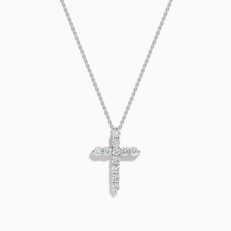 14K White Gold Diamond Cross Pendant made by Effy