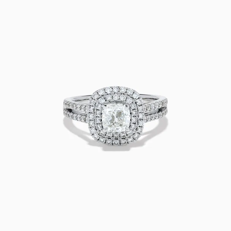 18K White Gold Diamond Double Halo Ring made by Effy