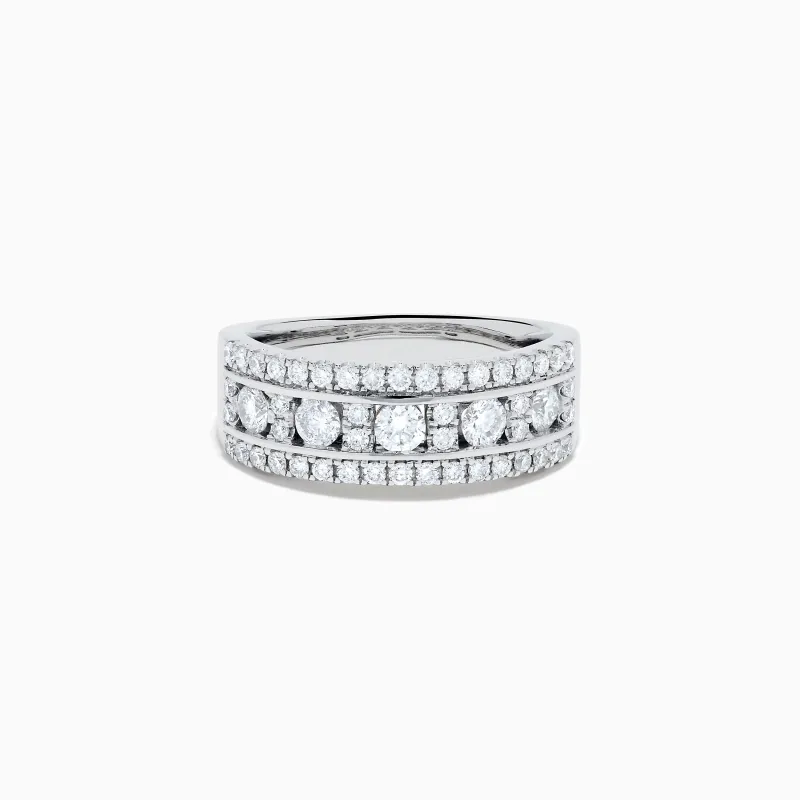 14K White Gold Channel Set Diamond Wide Band Ring made by Effy