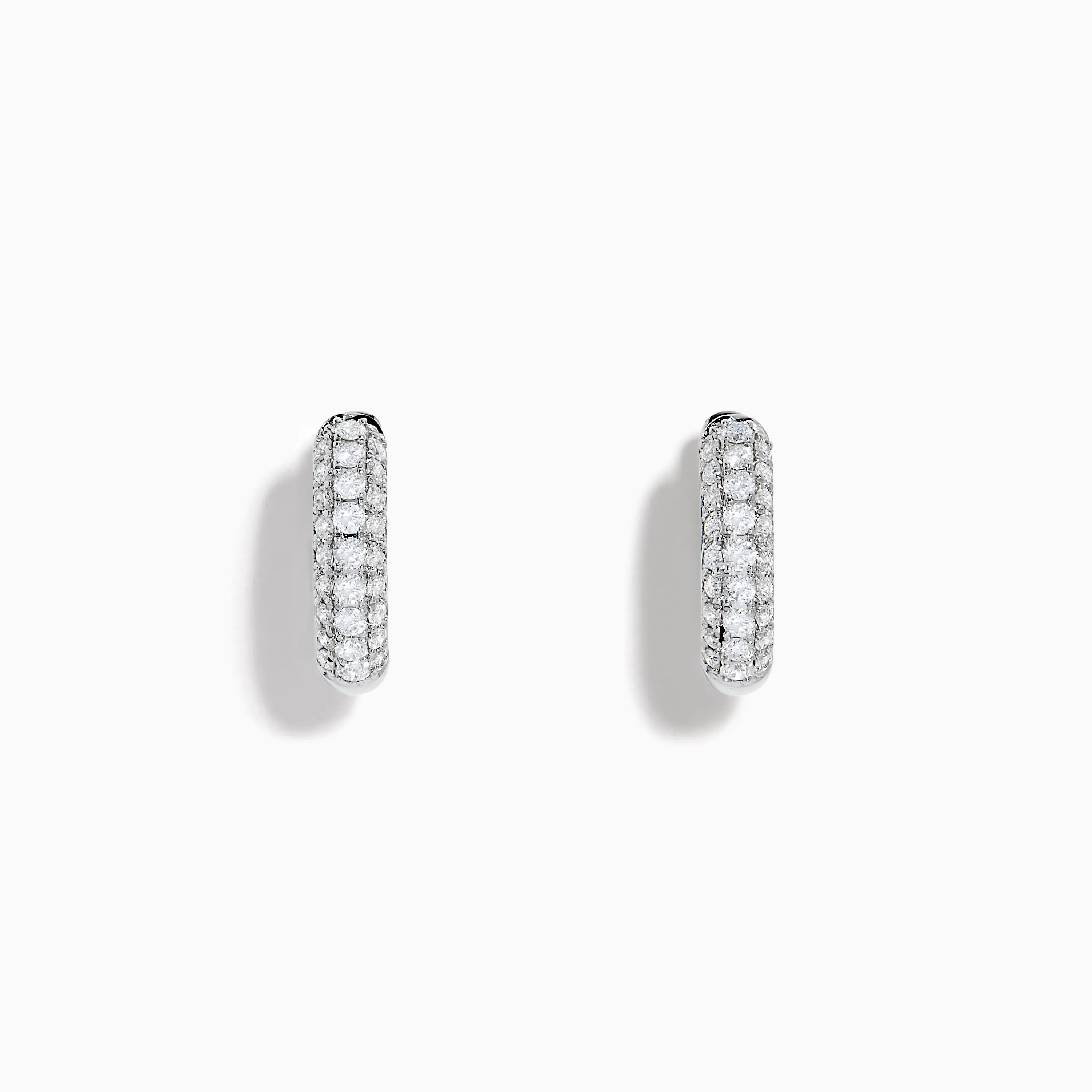 14K White Gold Diamond Three Row Pave Mini Hoop Earrings sold by Effy