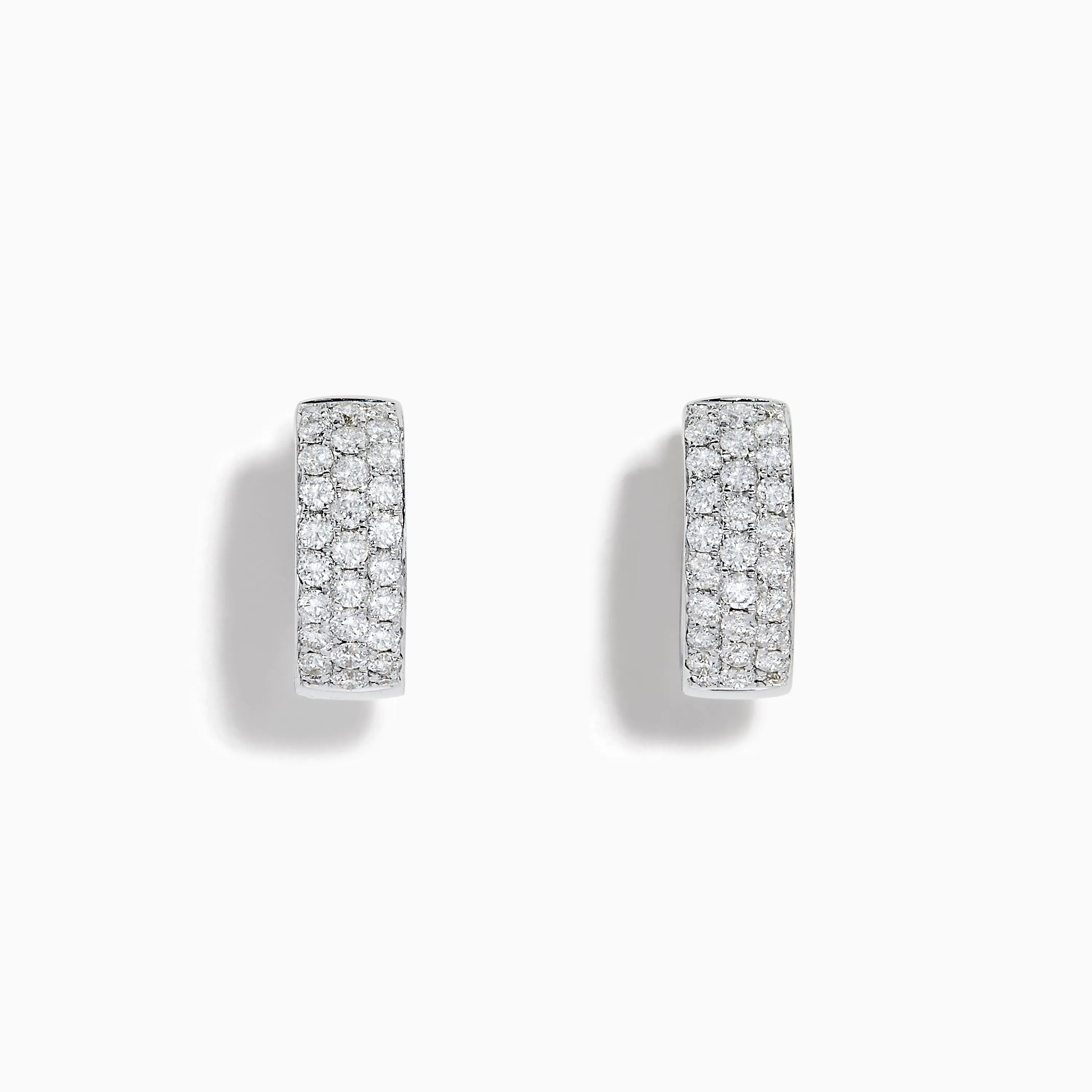 14K White Gold Diamond Three Row Pave Small Hoop Earrings sold by Effy