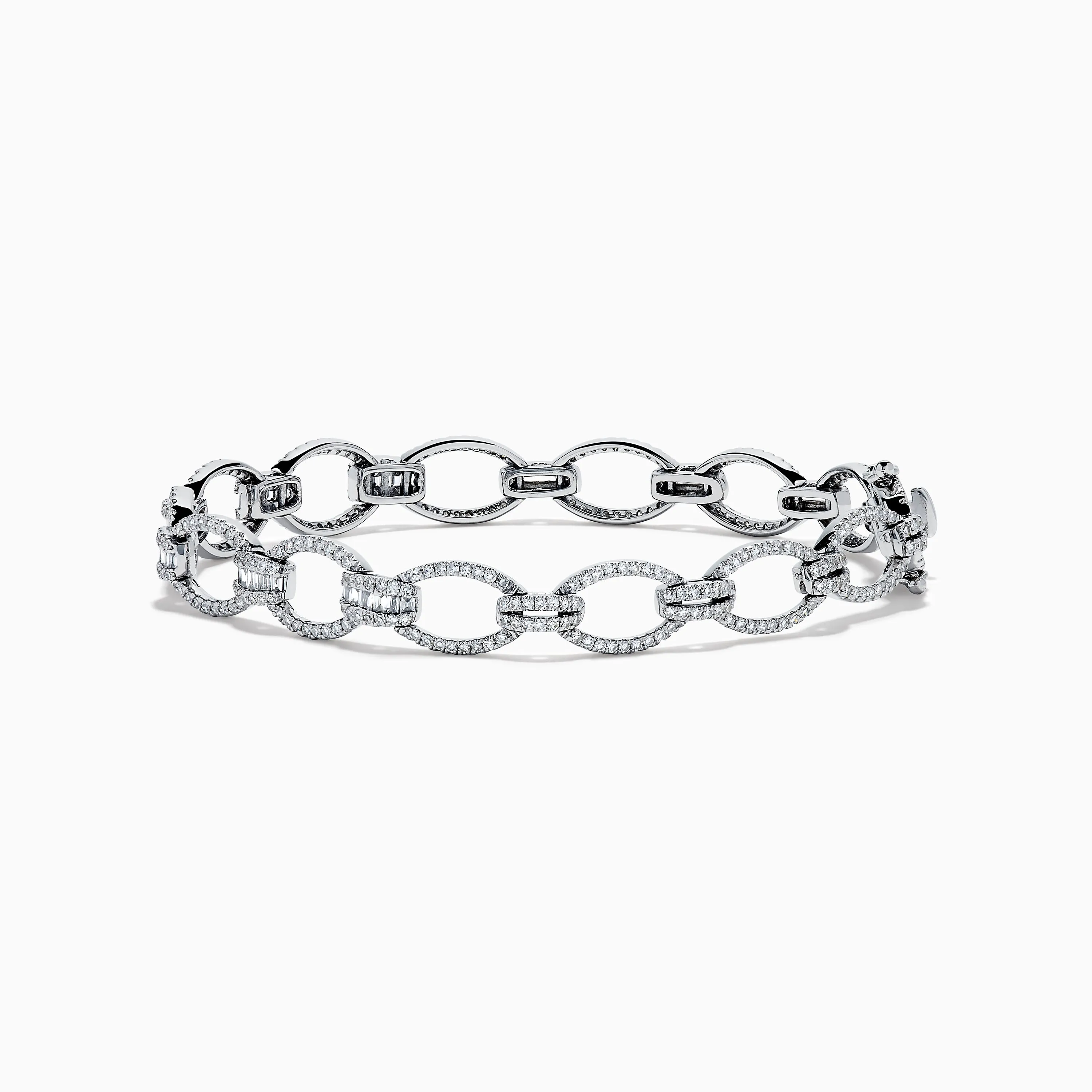 14K White Gold Diamond Oval Chain-Link Bracelet sold by Effy