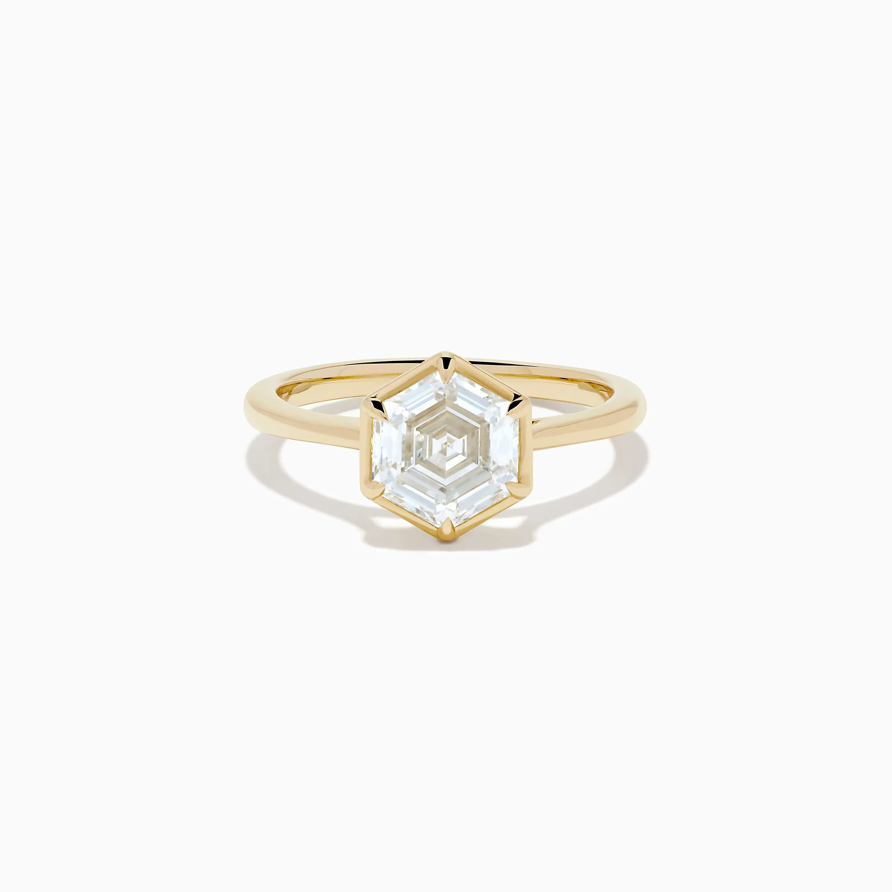 Lab Grown Diamond 2.00ct Hexagon Solitaire Ring in 14K Yellow Gold sold by Effy
