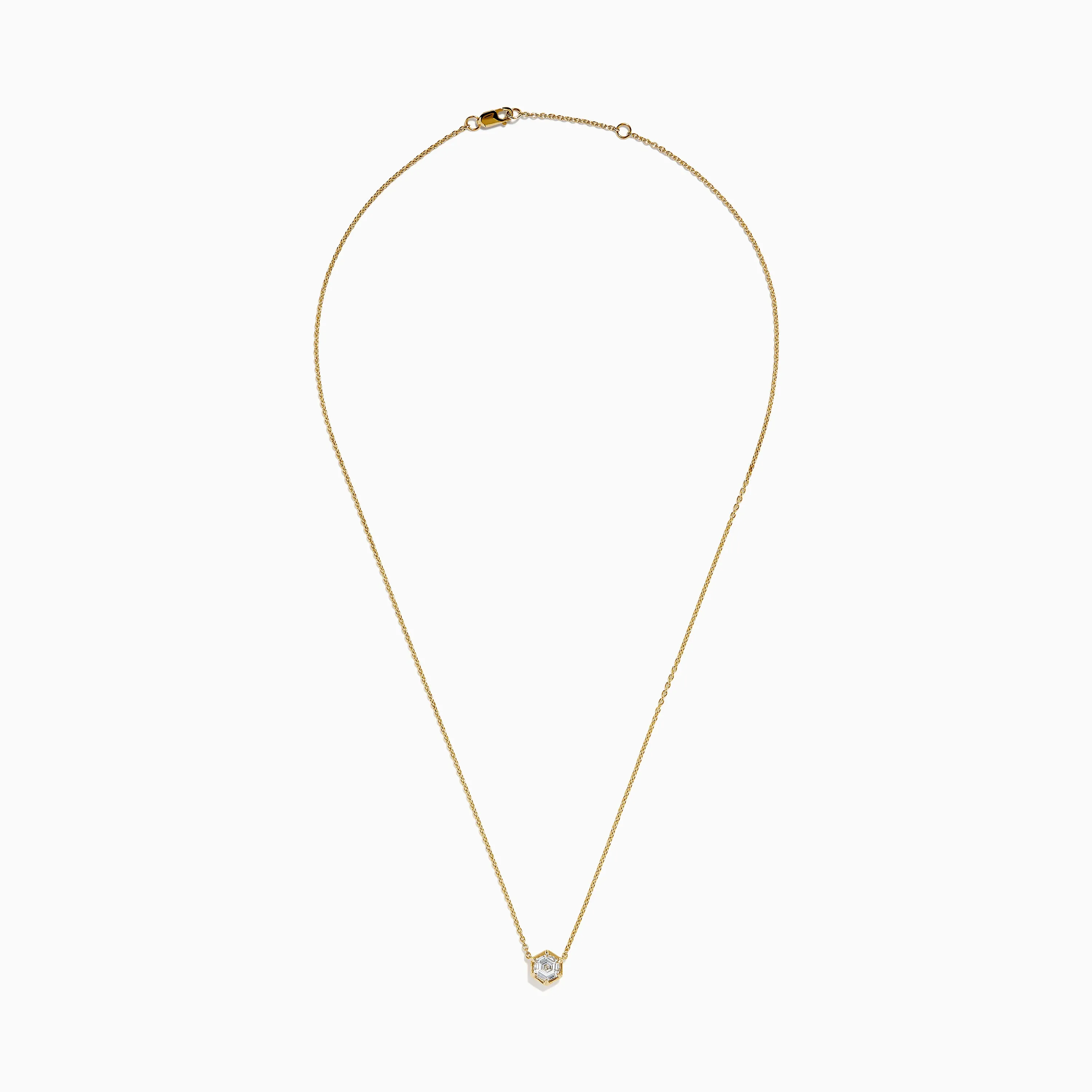 Lab Grown Diamond 1.00ct Hexagon Solitaire Necklace in 14K Yellow Gold sold by Effy product image thumbnail 3