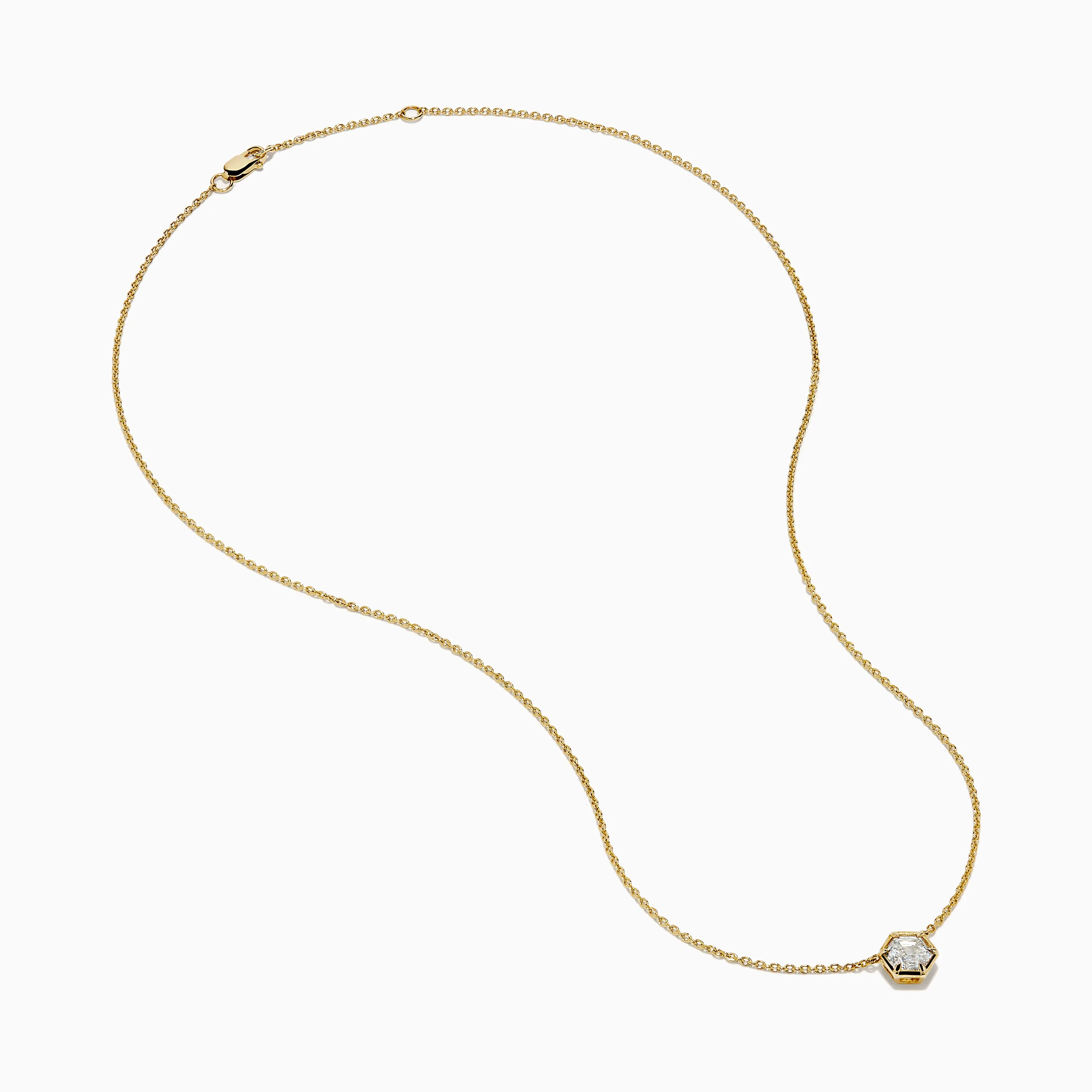 Lab Grown Diamond 1.00ct Hexagon Solitaire Necklace in 14K Yellow Gold sold by Effy product image thumbnail 2
