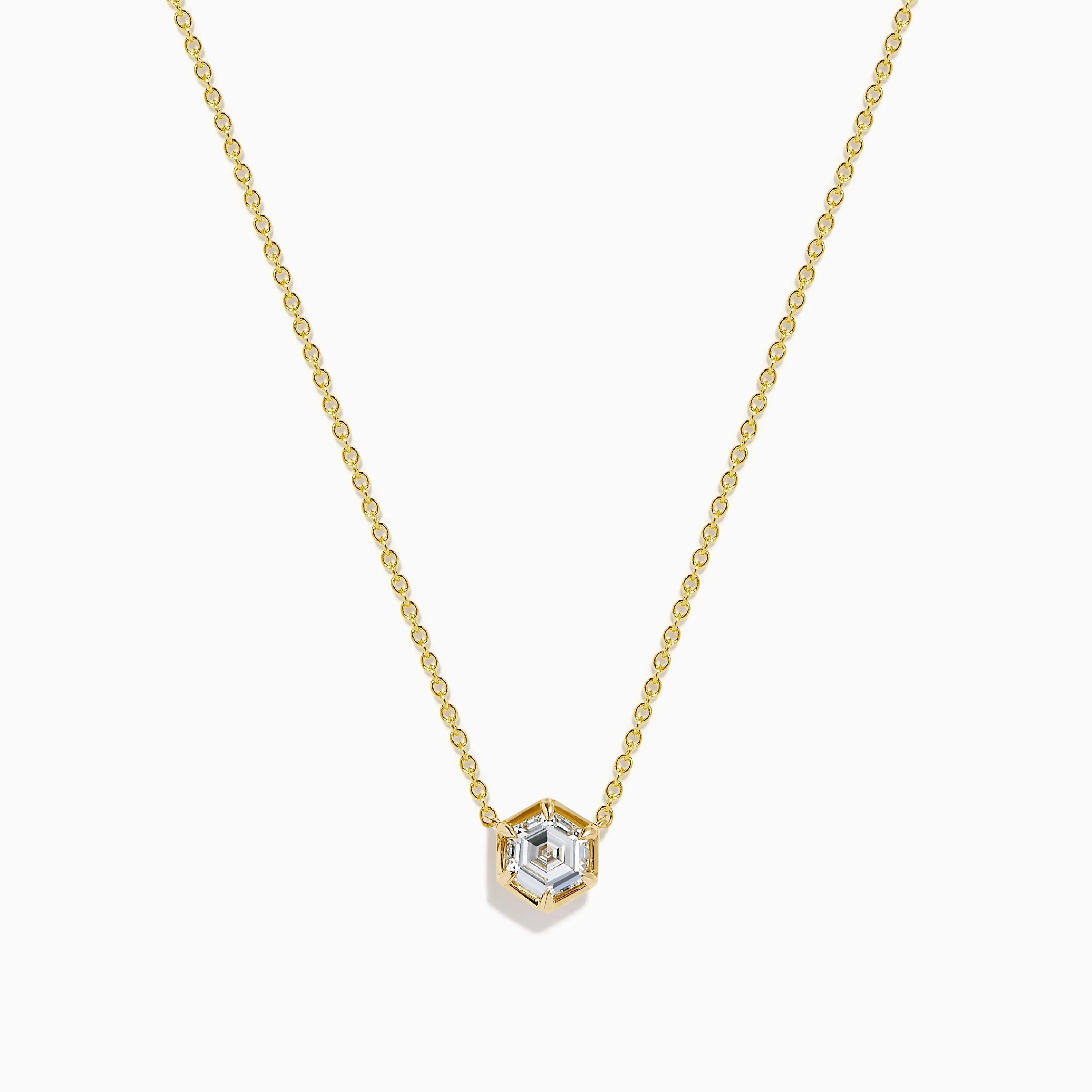 Lab Grown Diamond 1.00ct Hexagon Solitaire Necklace in 14K Yellow Gold sold by Effy