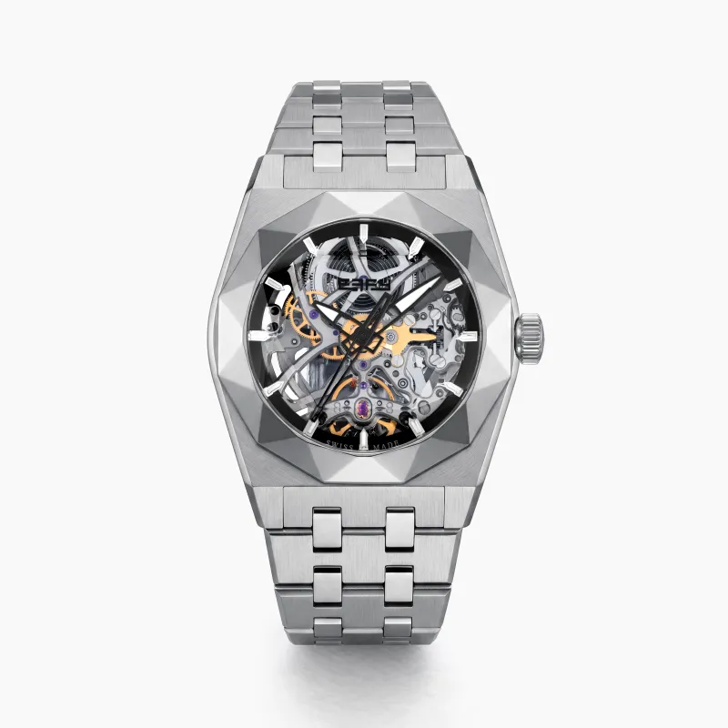 42MM Swiss Made Titanium Automatic Skeleton Watch made by Effy