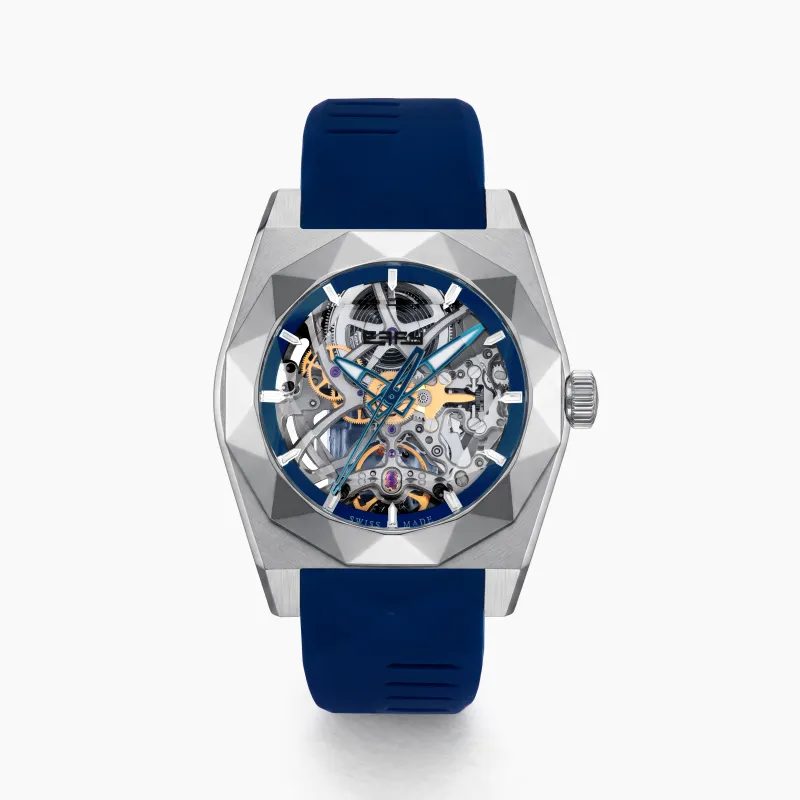 42MM Swiss Made Titanium and Silicone Automatic Skeleton Watch made by Effy