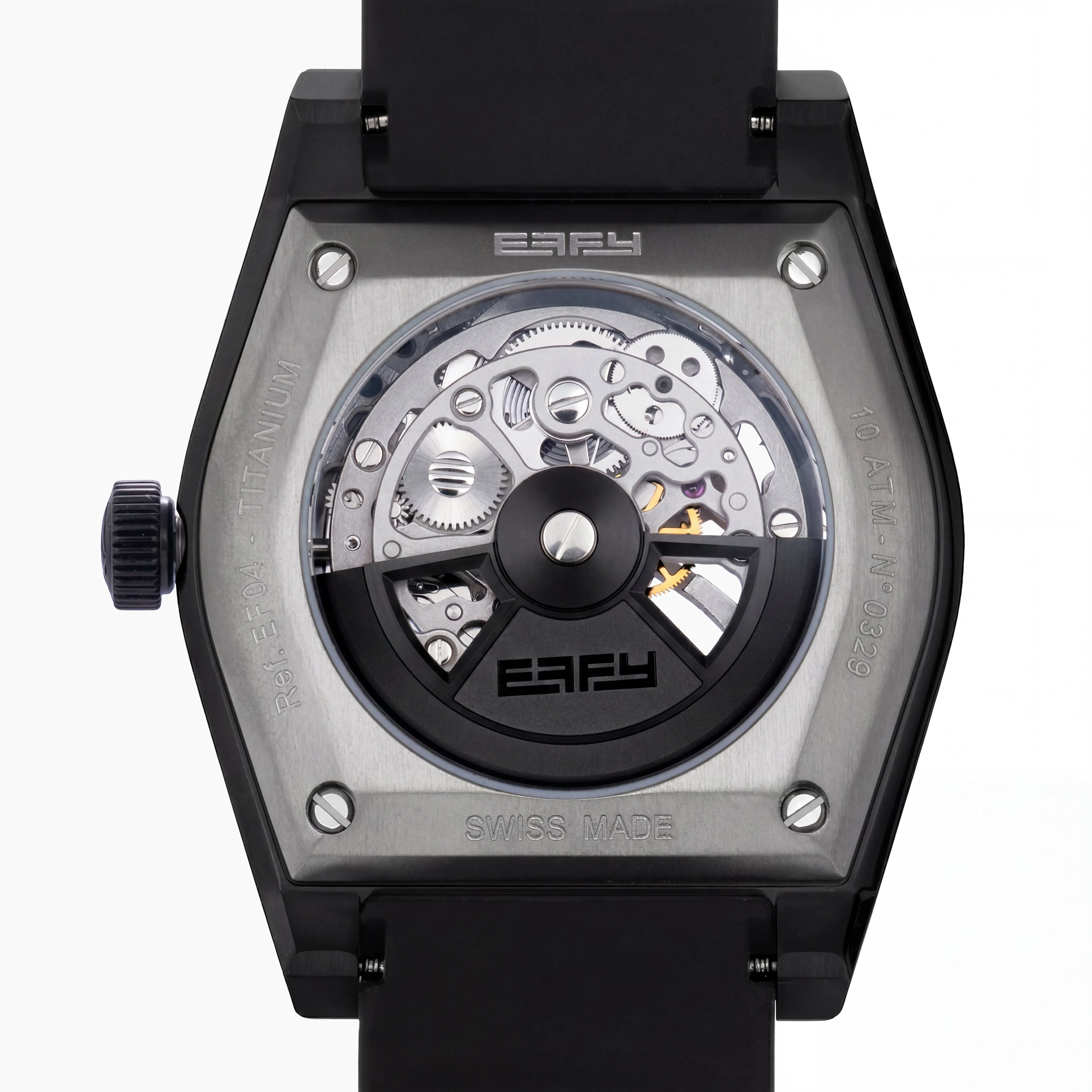 42MM Swiss Made Black PVD Titanium and Silicone Automatic Skeleton Watch sold by Effy product image thumbnail 2