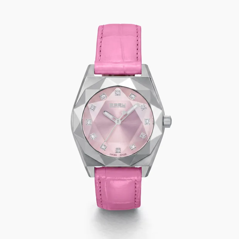 36MM Pink Swiss Made Titanium Watch with Diamonds made by Effy