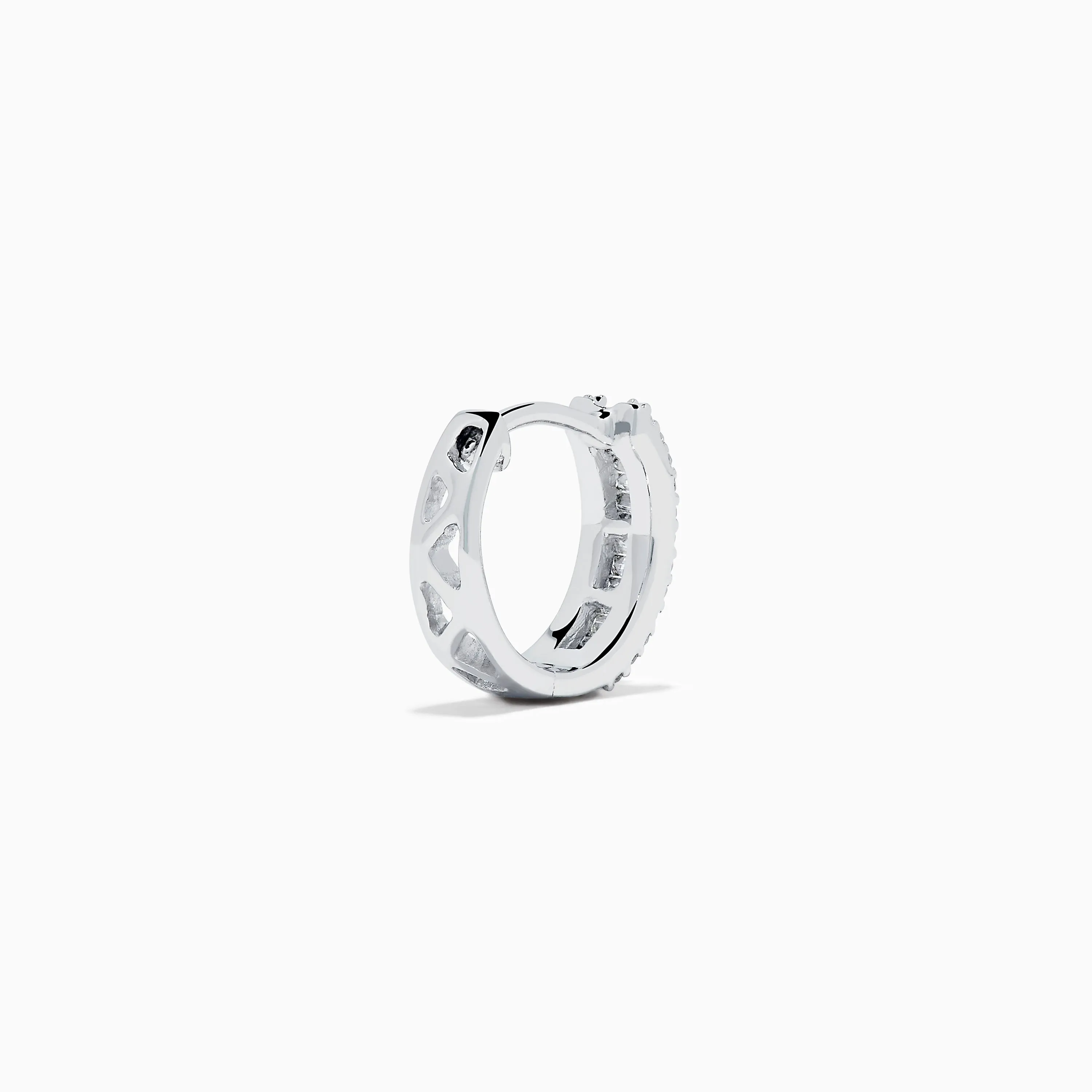 14K White Gold Diamond Triple-Row Channel-Set Huggie Earrings sold by Effy product image thumbnail 4