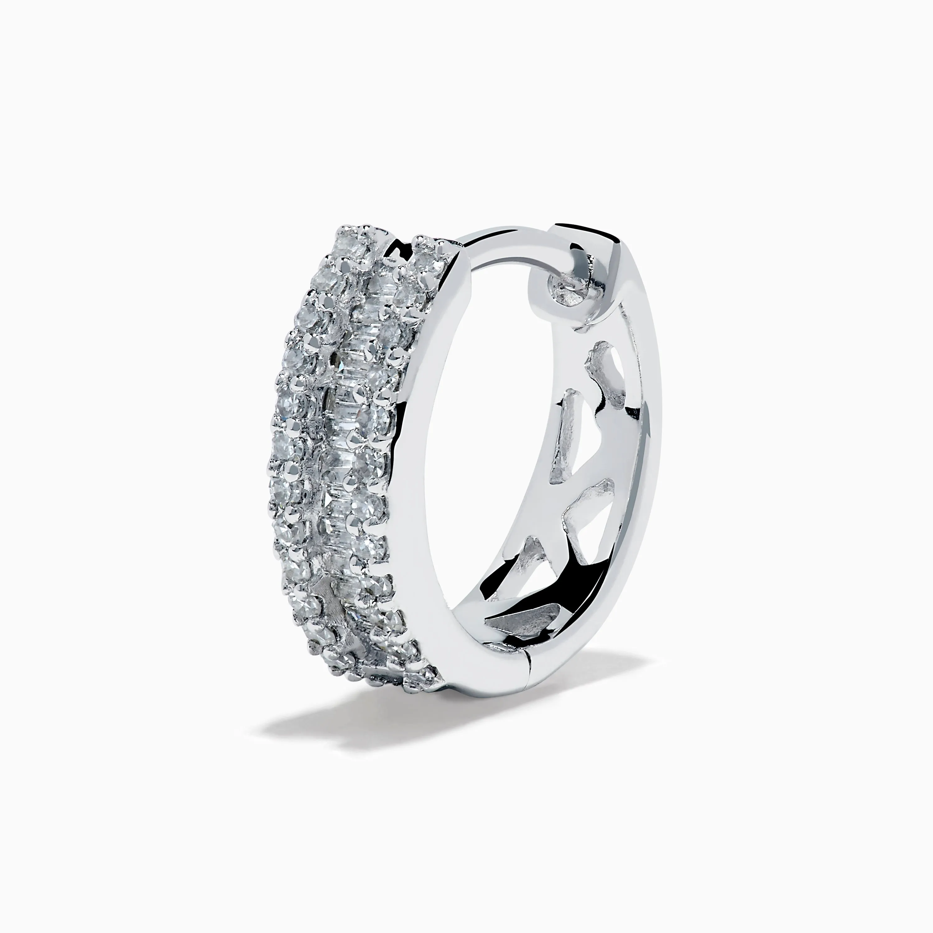 14K White Gold Diamond Triple-Row Channel-Set Huggie Earrings sold by Effy product image thumbnail 2