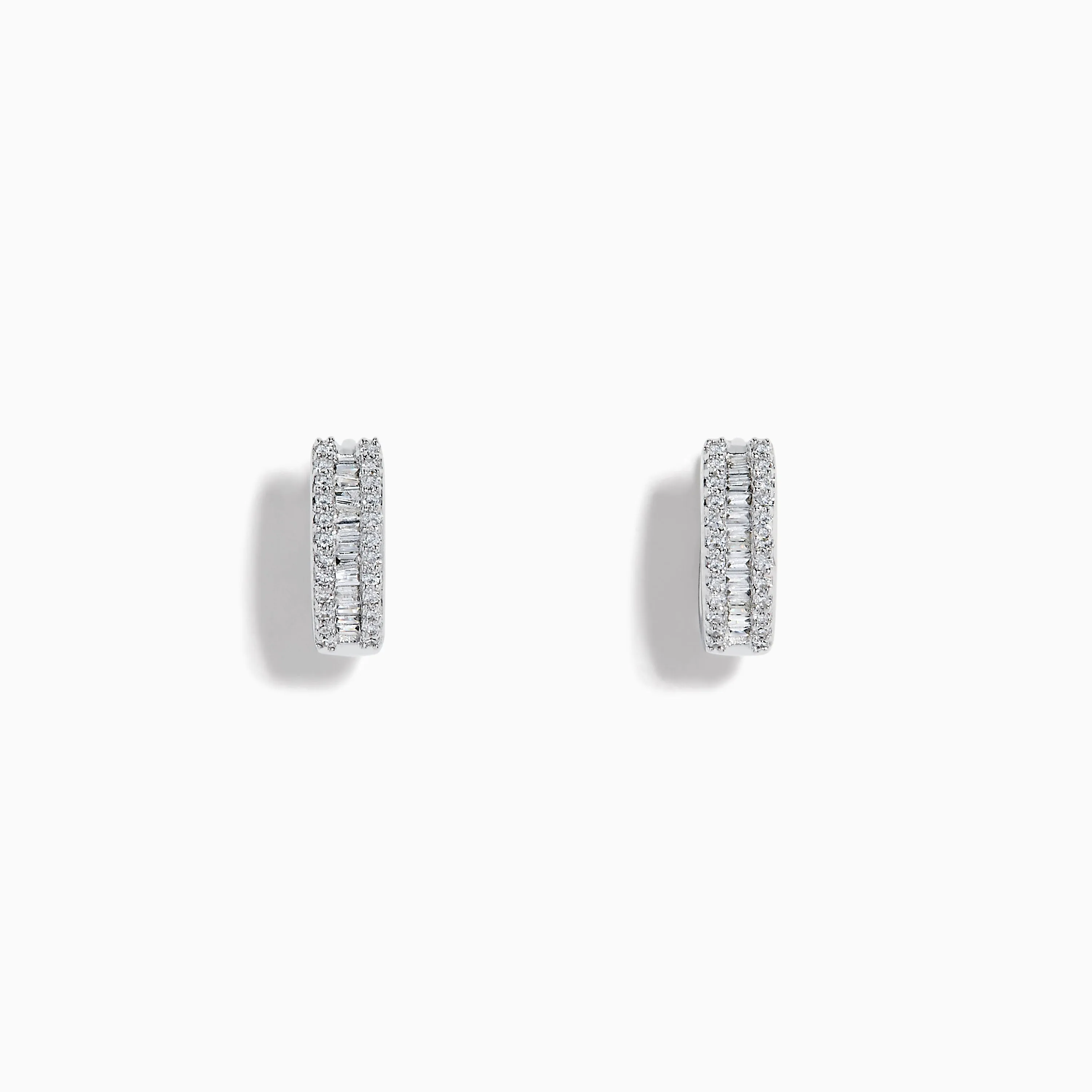 14K White Gold Diamond Triple-Row Channel-Set Huggie Earrings sold by Effy