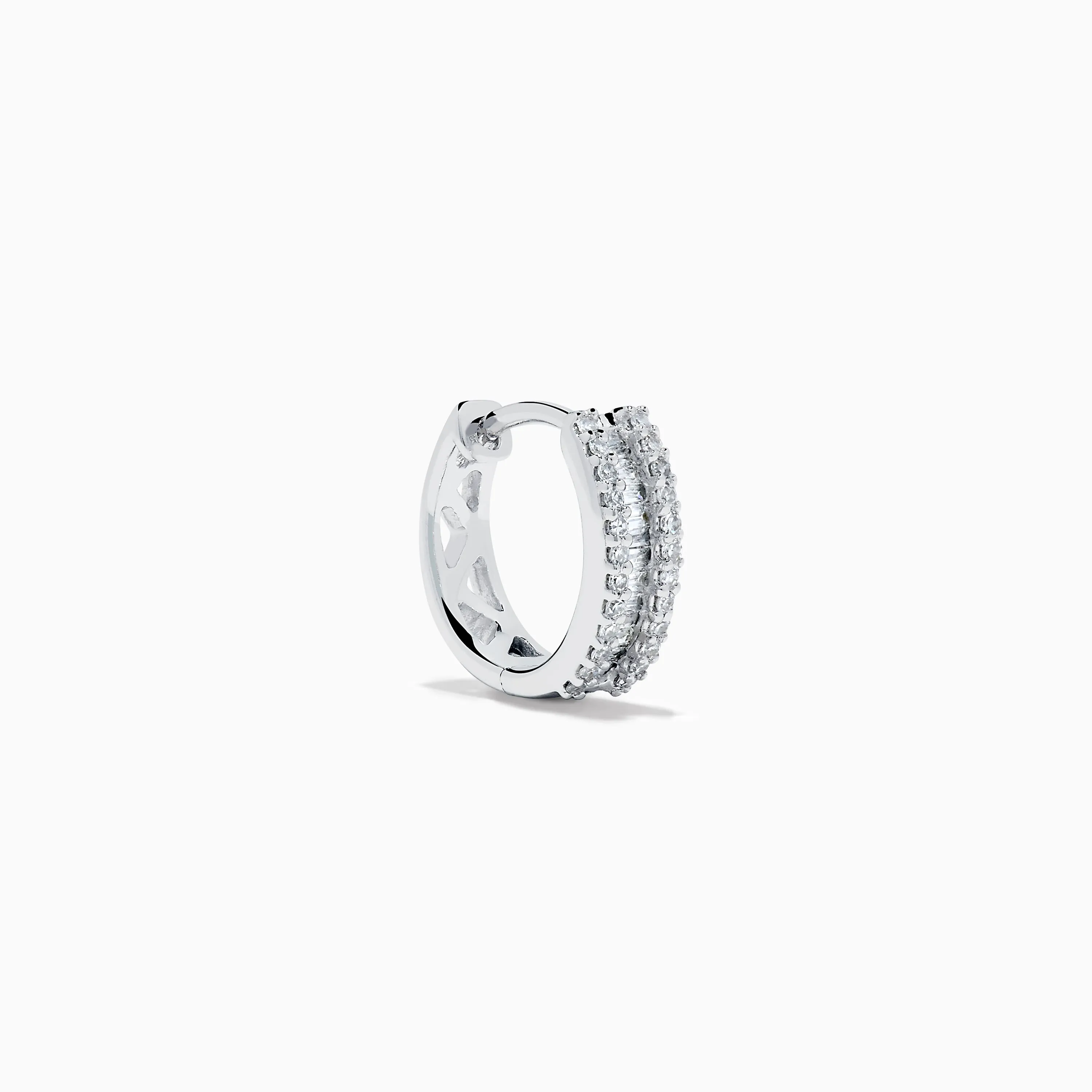 14K White Gold Diamond Triple-Row Channel-Set Huggie Earrings sold by Effy product image thumbnail 3