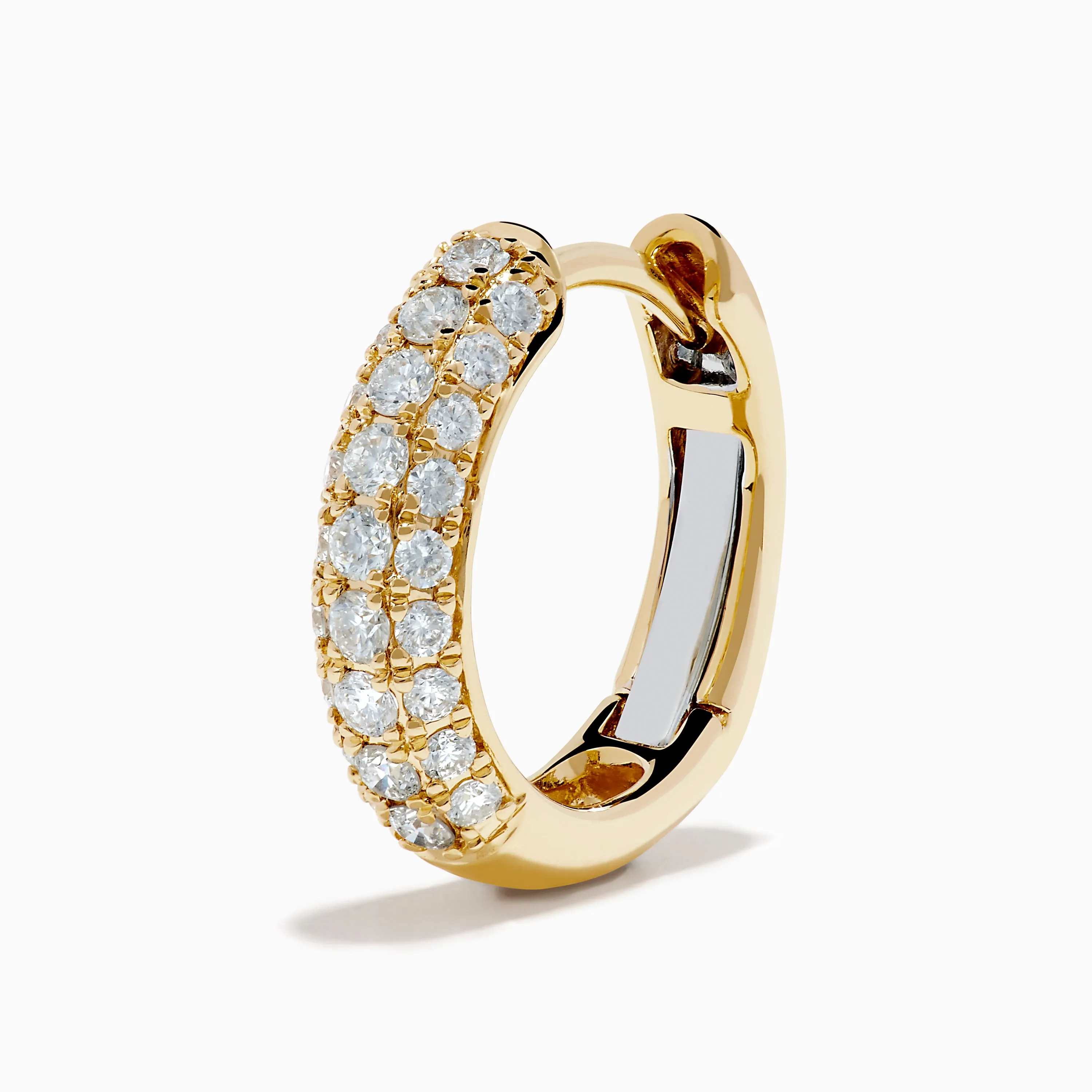 14K Yellow Gold Diamond 3-Row Pavé Huggie Earrings sold by Effy product image thumbnail 2
