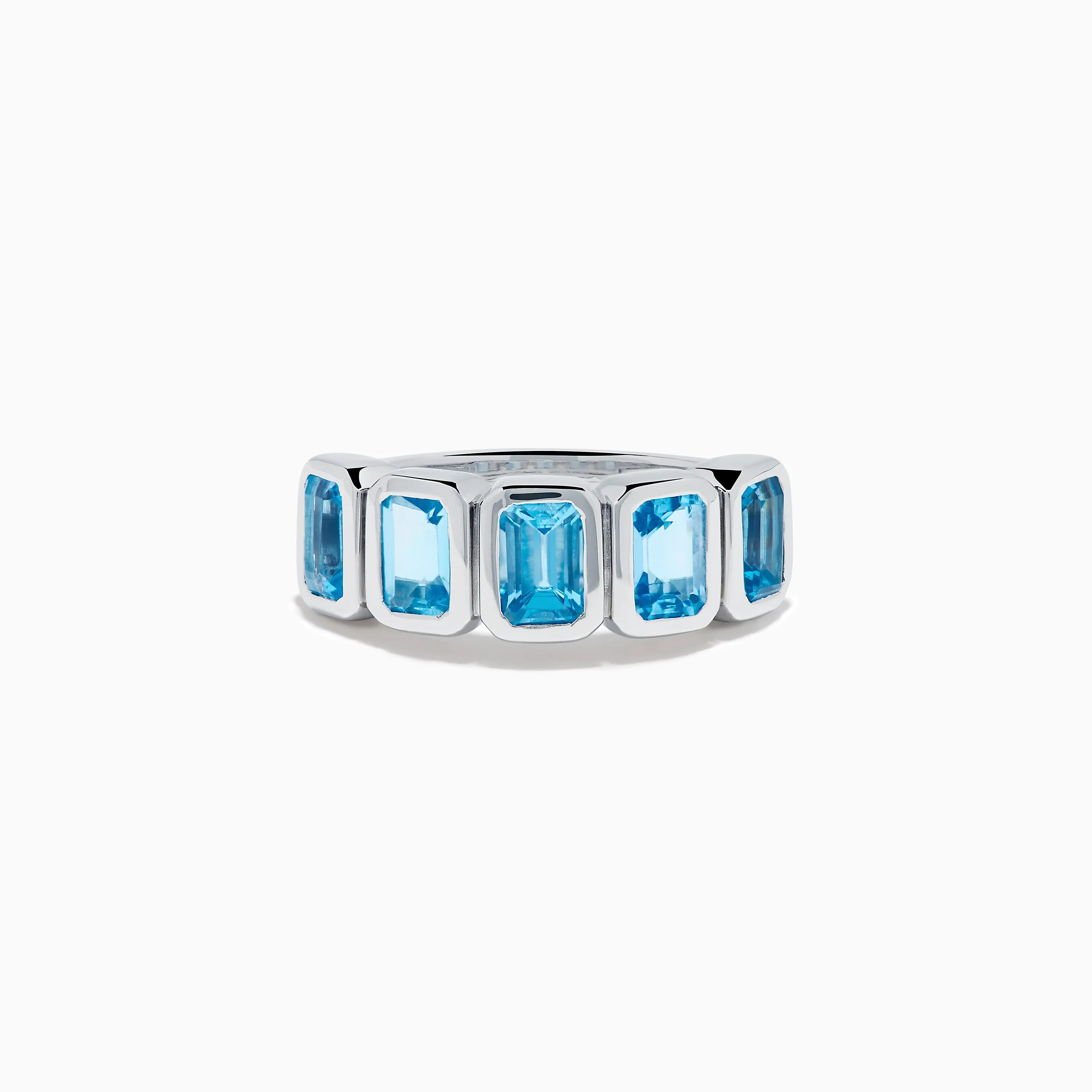 Sterling Silver Blue Topaz Five-Stone Emerald-Cut Bezel-Set Ring sold by Effy