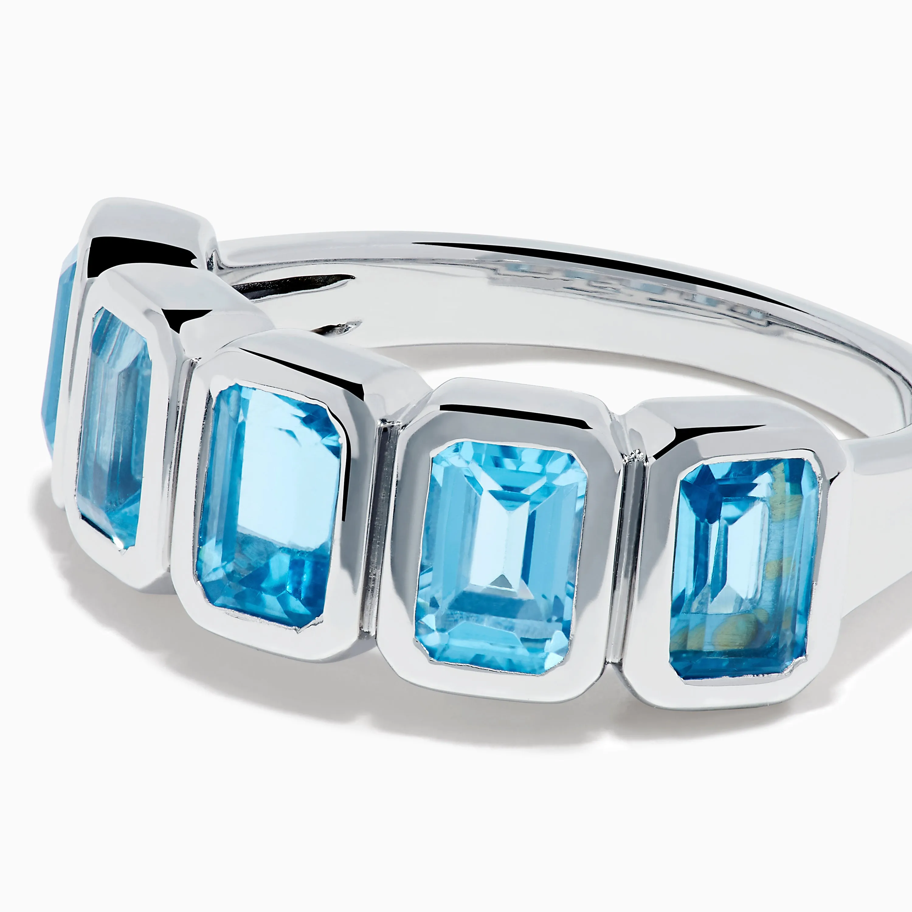 Sterling Silver Blue Topaz Five-Stone Emerald-Cut Bezel-Set Ring sold by Effy product image thumbnail 2