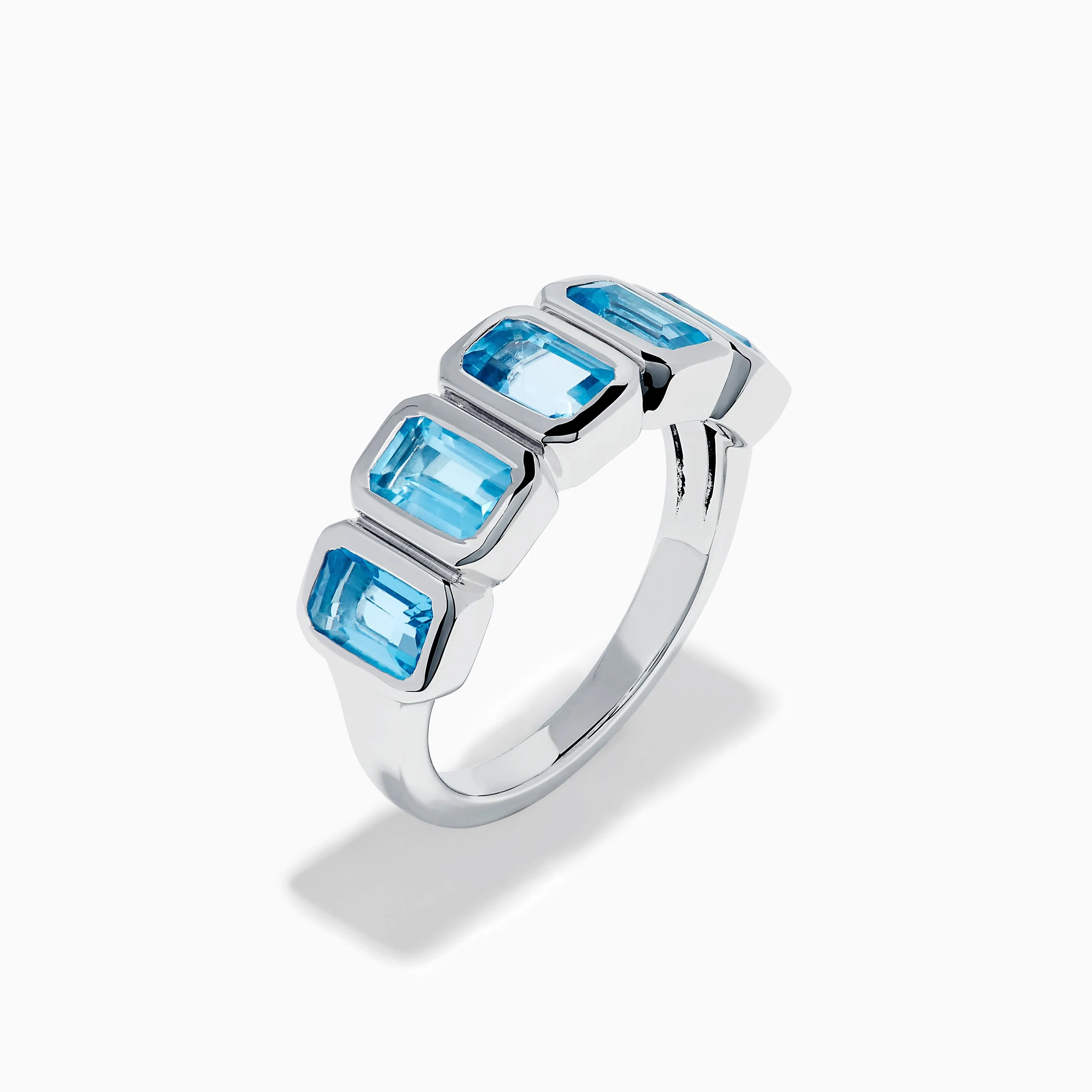 Sterling Silver Blue Topaz Five-Stone Emerald-Cut Bezel-Set Ring sold by Effy product image thumbnail 4