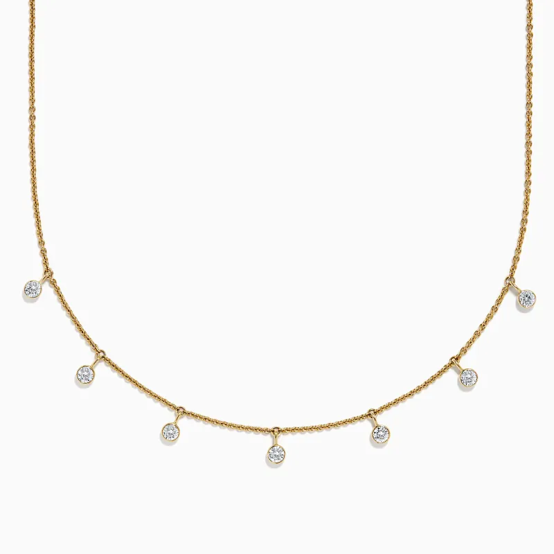 Lab Grown Diamond Bezel-Set Dangle Station Necklace in 14K Yellow Gold made by Effy