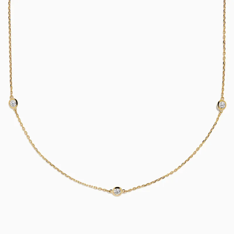 Lab Grown Diamond Bezel-Set Station Necklace in 14K Yellow Gold made by Effy