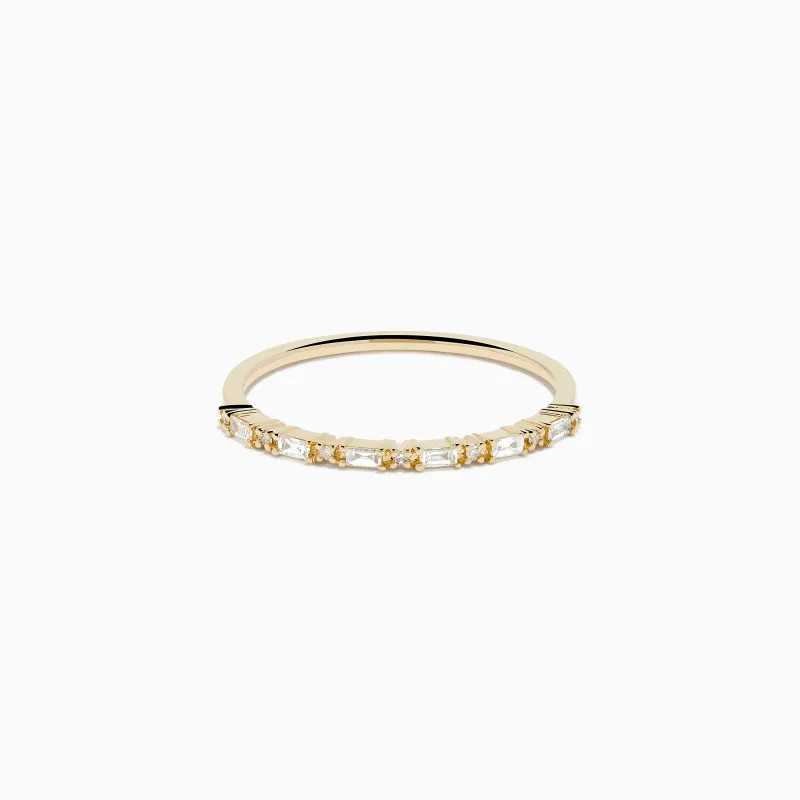 14K Yellow Gold Diamond Baguette Stacking Band made by Effy