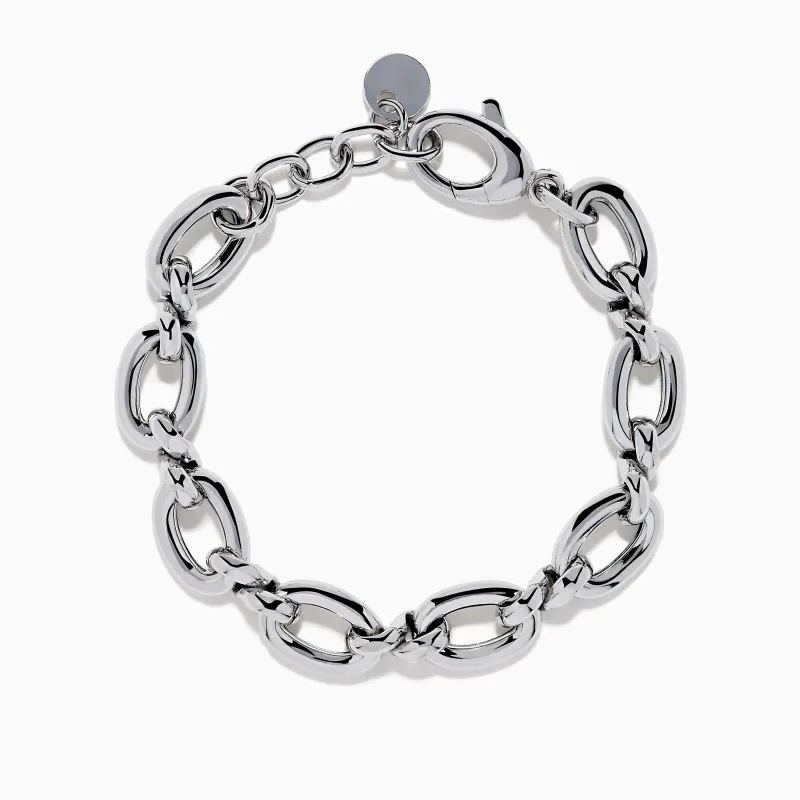 Sterling Silver Alternating Oval and Twisted Link Bracelet made by Effy
