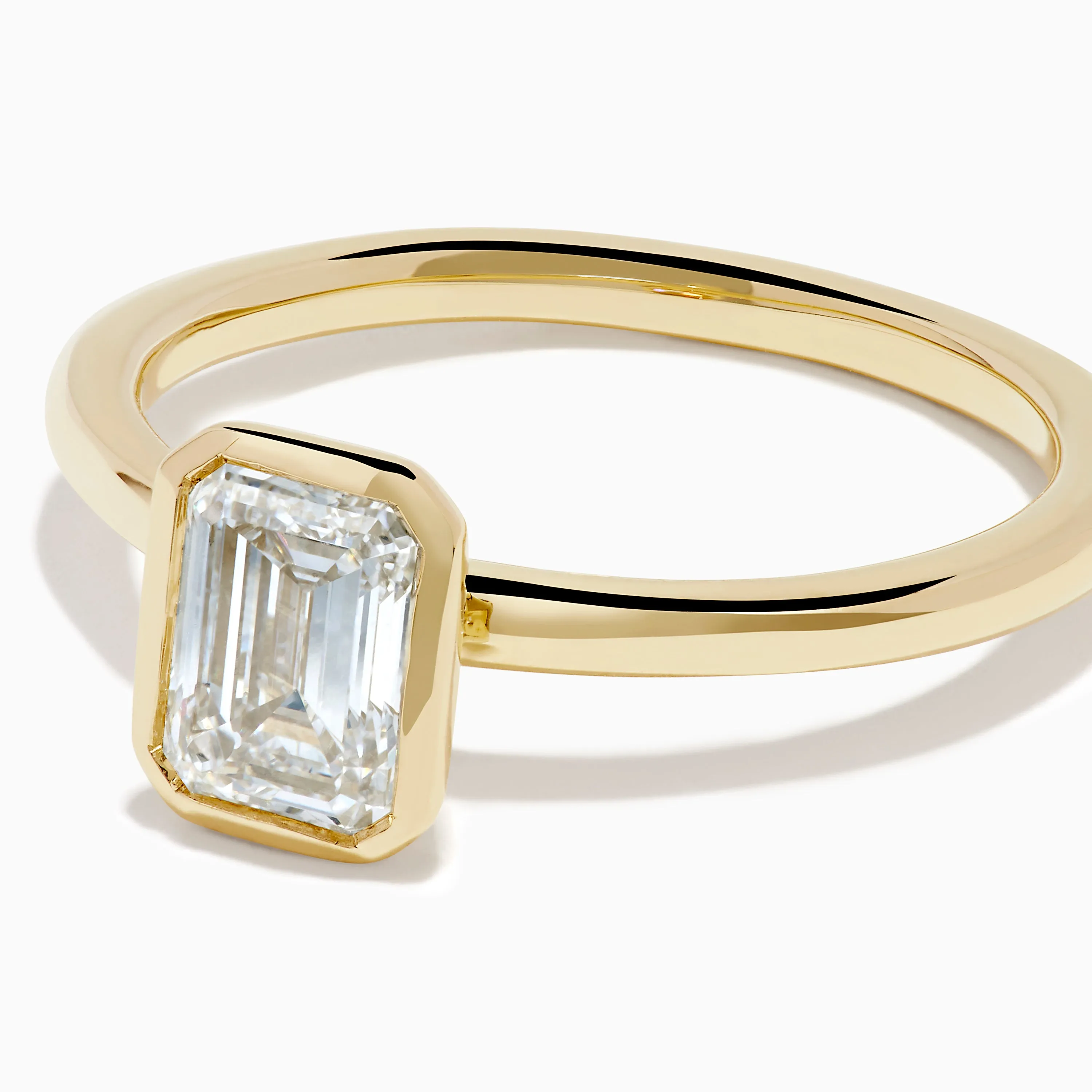 Lab Grown Diamond Emerald-Cut Bezel-Set Solitaire Ring in 14K Yellow Gold sold by Effy product image thumbnail 2