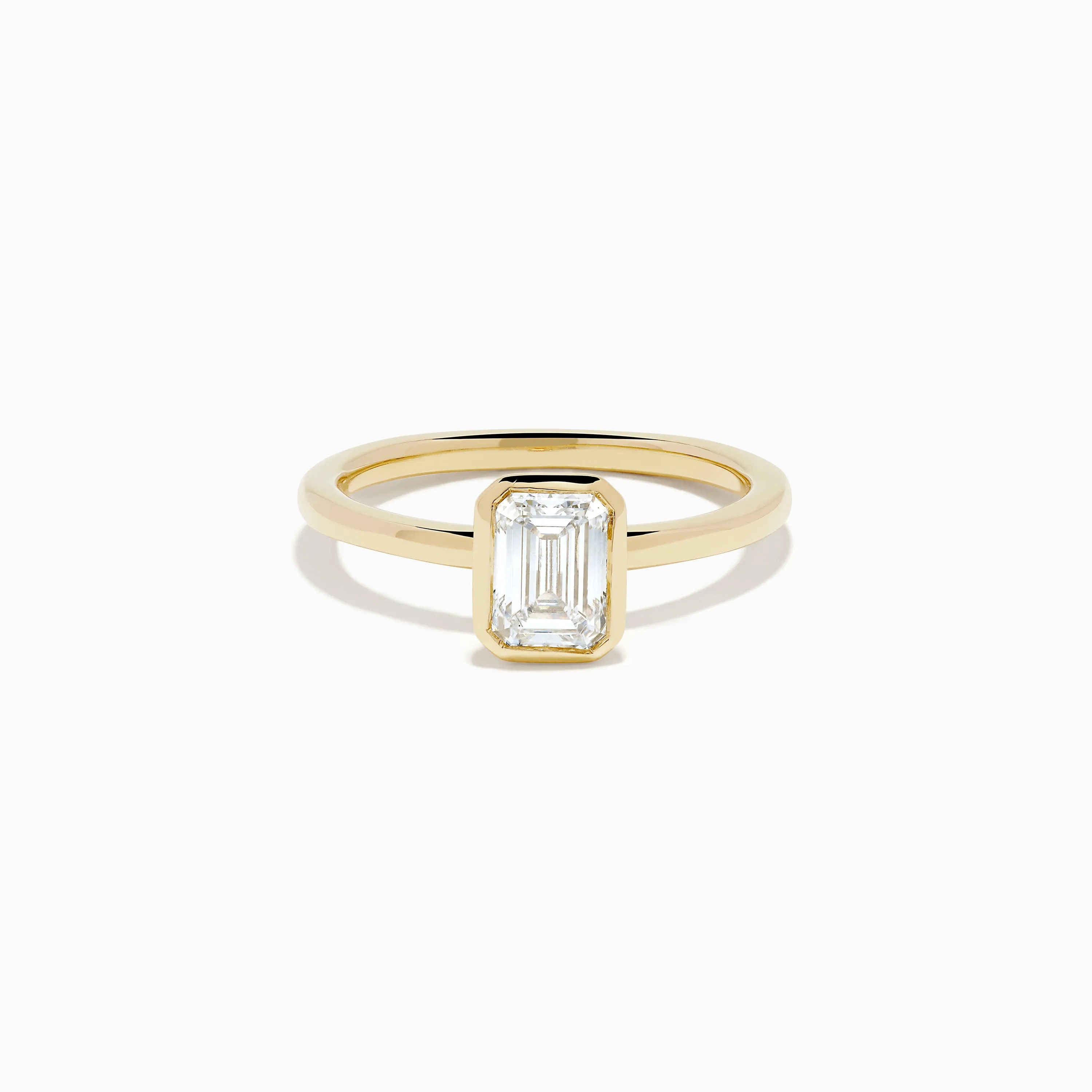 Lab Grown Diamond Emerald-Cut Bezel-Set Solitaire Ring in 14K Yellow Gold sold by Effy