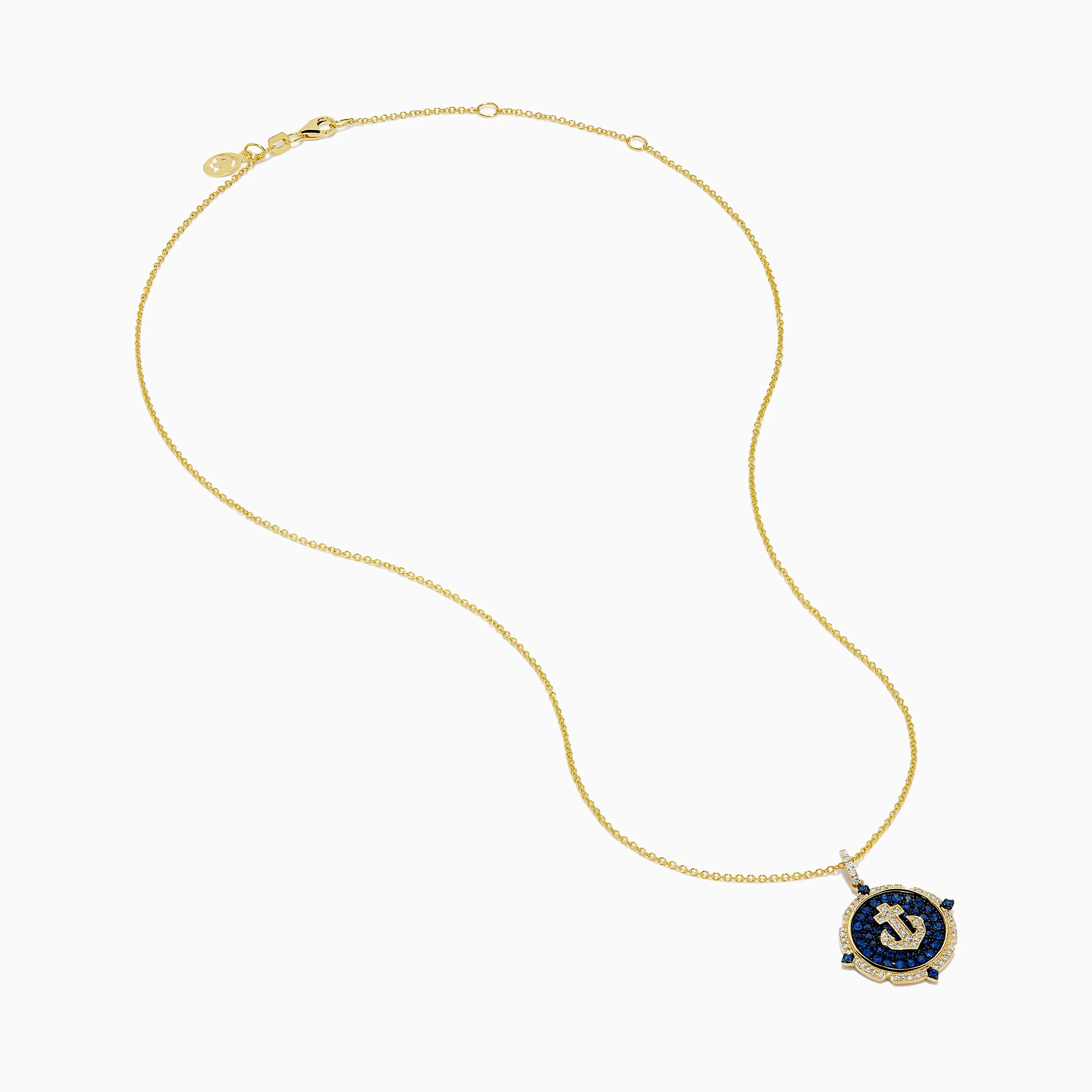 14K Yellow Gold Blue Sapphire and Diamond Anchor Medallion Pendant sold by Effy product image thumbnail 2