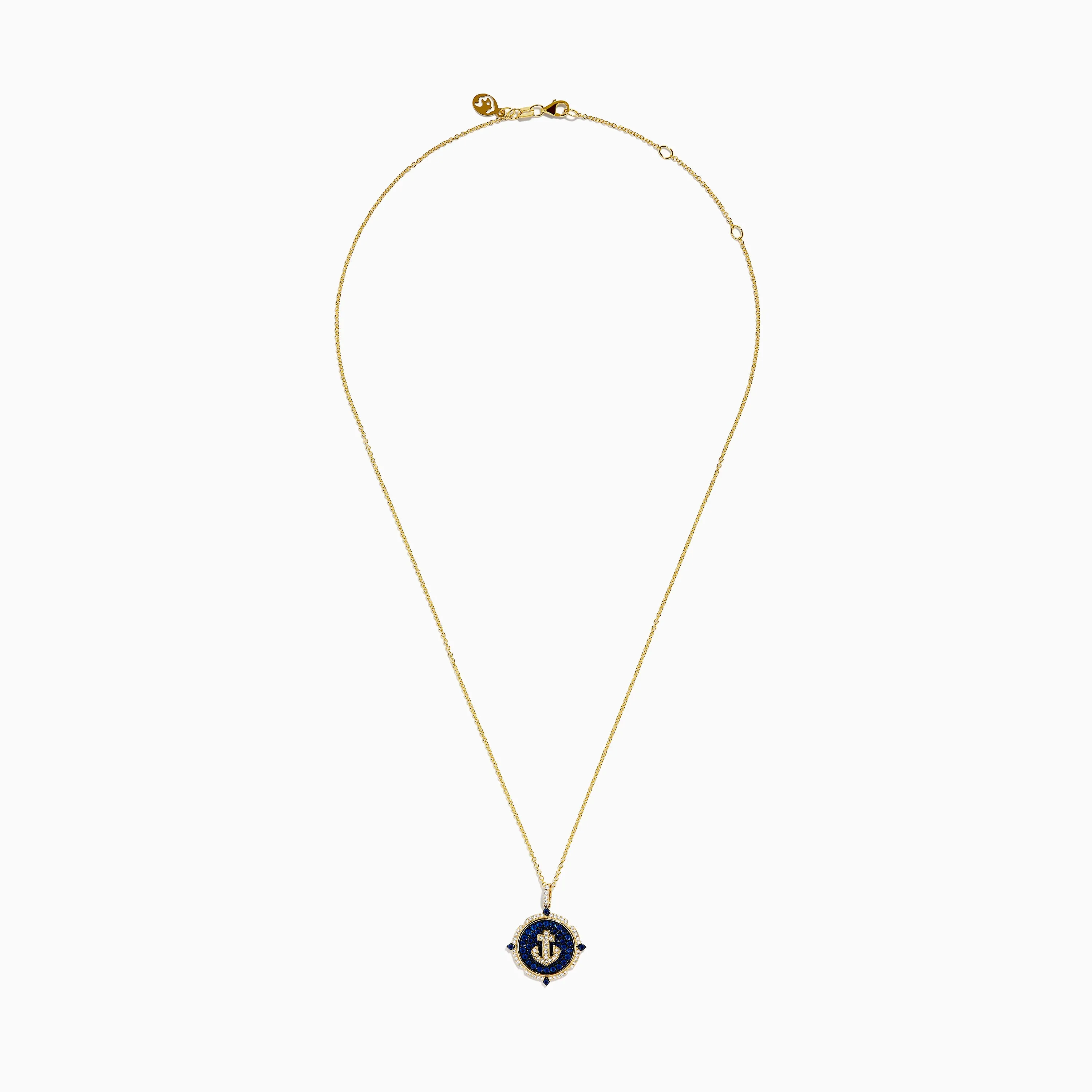 14K Yellow Gold Blue Sapphire and Diamond Anchor Medallion Pendant sold by Effy product image thumbnail 3