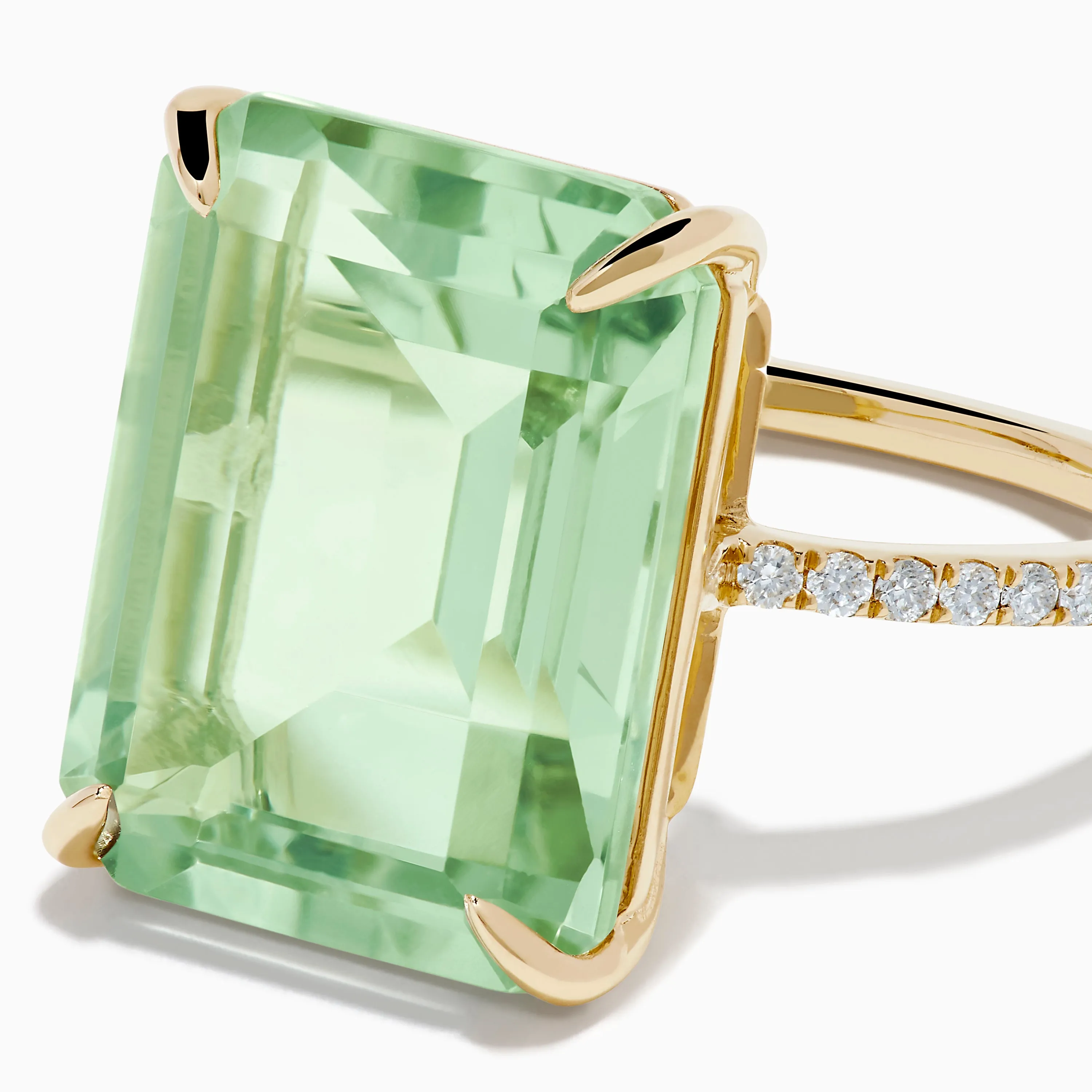 14K Yellow Gold Green Amethyst and Diamond Cocktail Ring sold by Effy product image thumbnail 2