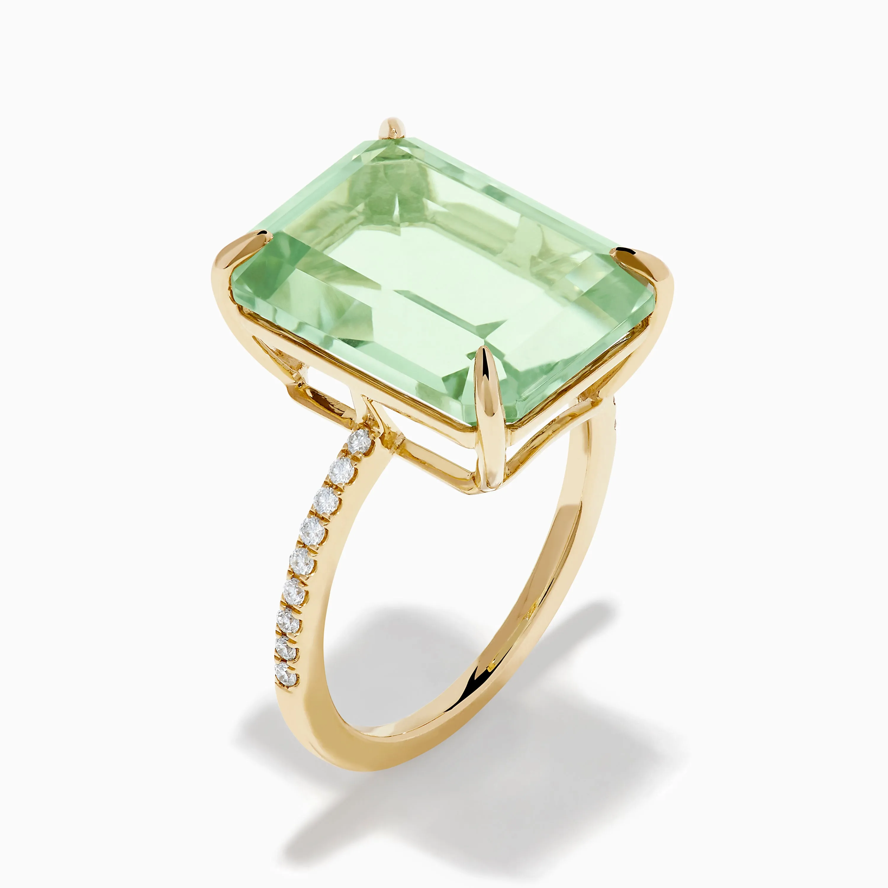 14K Yellow Gold Green Amethyst and Diamond Cocktail Ring sold by Effy product image thumbnail 4