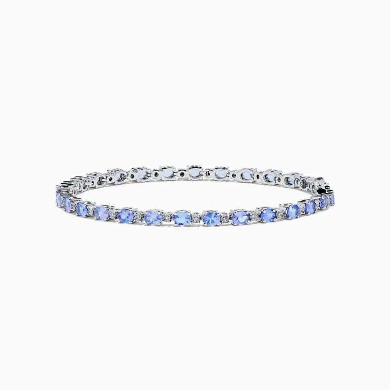 Sterling Silver Oval Tanzanite and Diamond Tennis Bracelet made by Effy