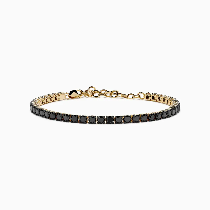 14K Yellow Gold Black Diamond Tennis Bracelet made by Effy